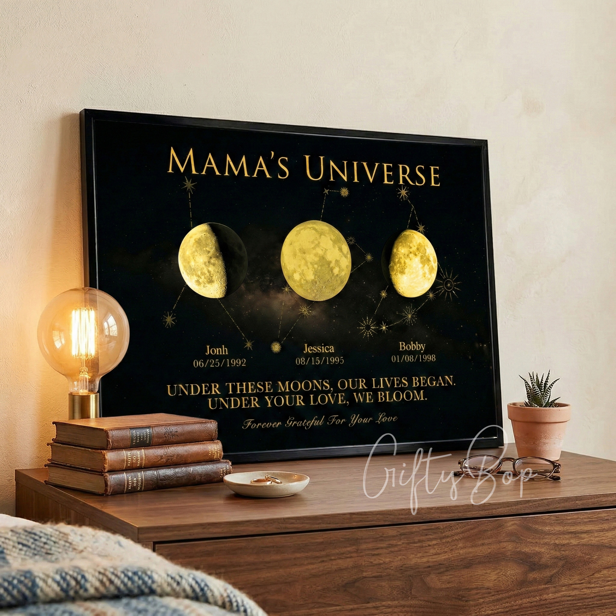 Mama's Universe - Personalized Moon Phase & Star Sing Art | Mother's Day Gift