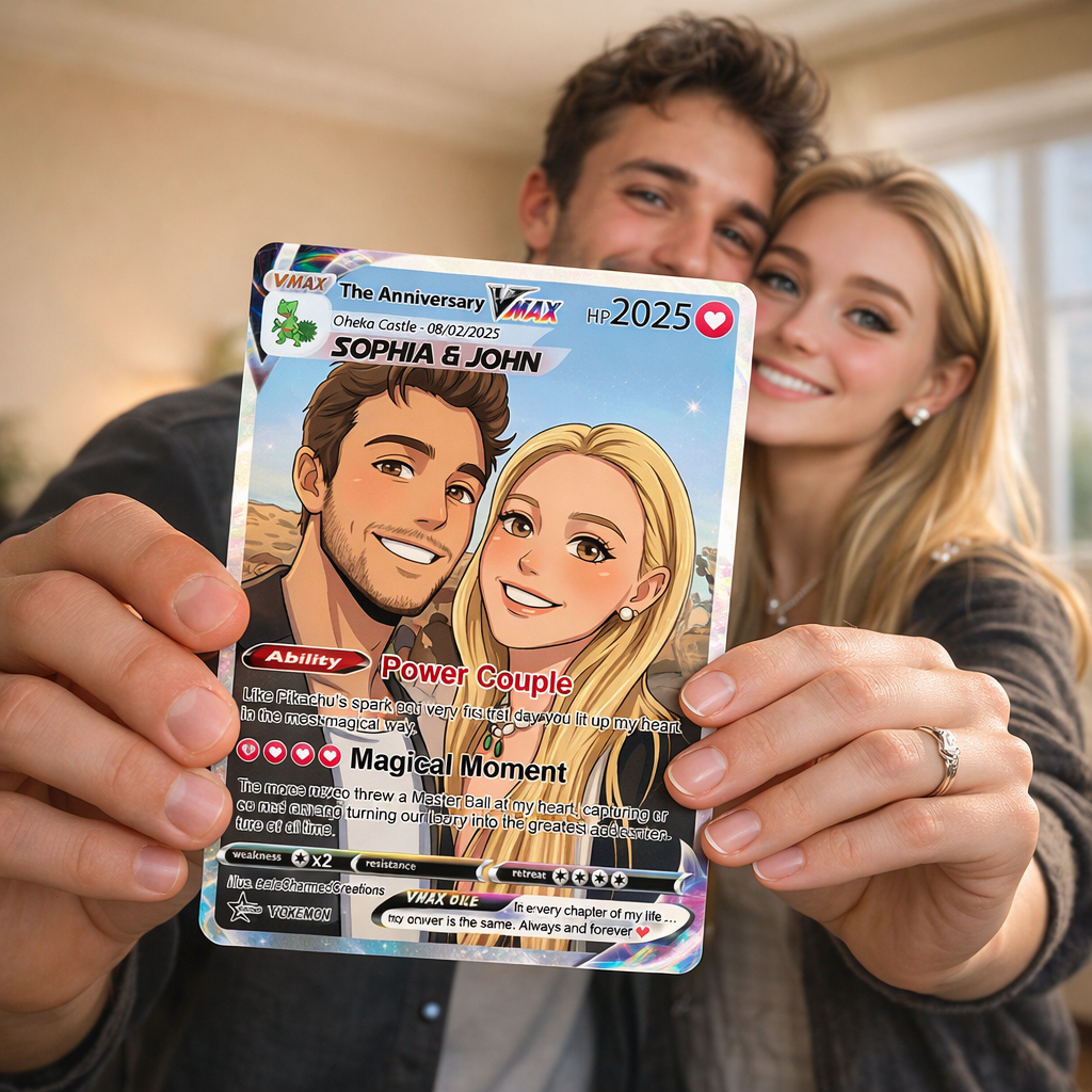 Turn Your Photo Into a Custom Trading Poke Card - Personalized Anniversary Poke Card Gift