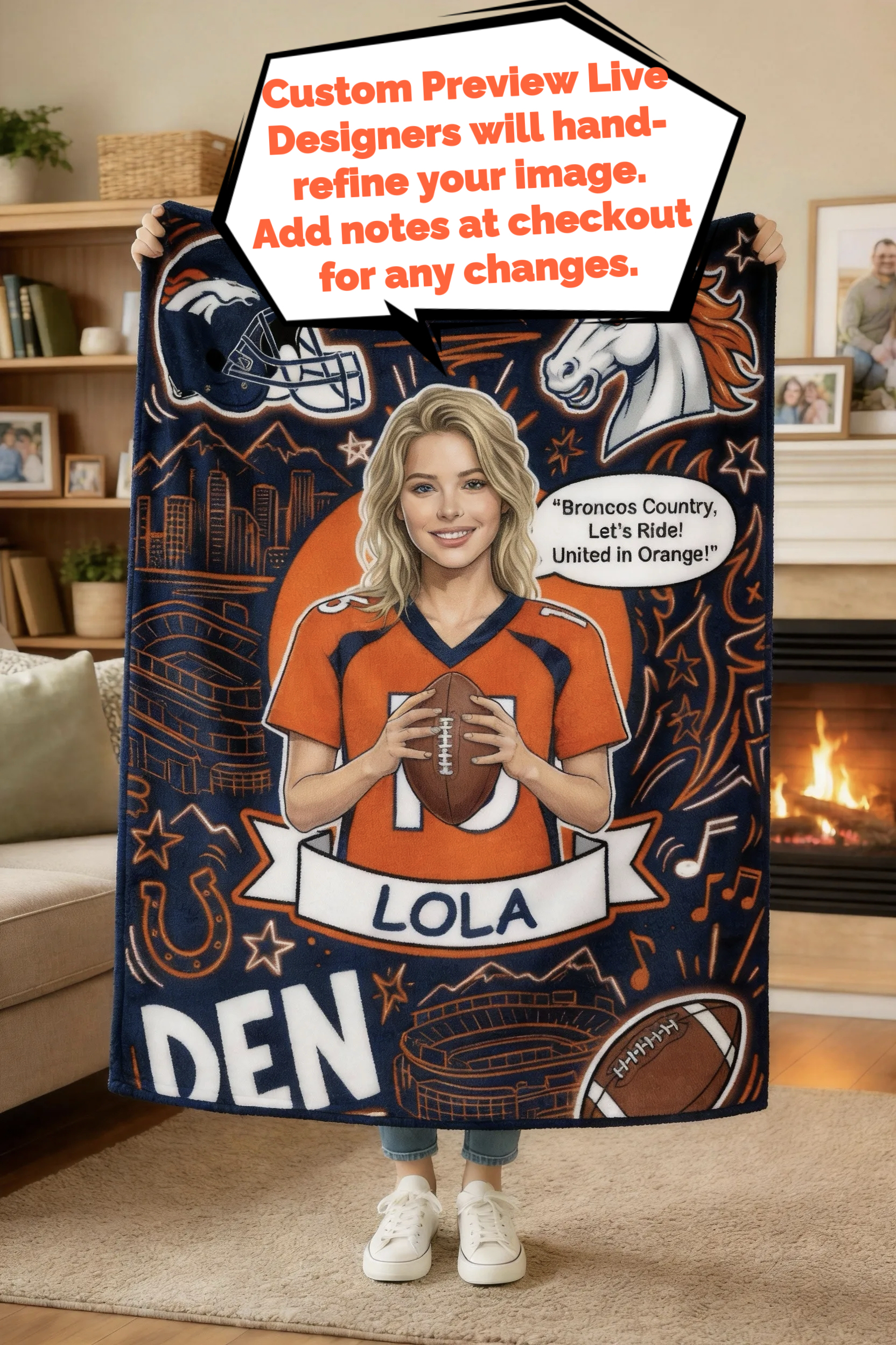 Custom American Football GTA Style Blanket – All 32 Team Customizable with any photo Football Fans Gift