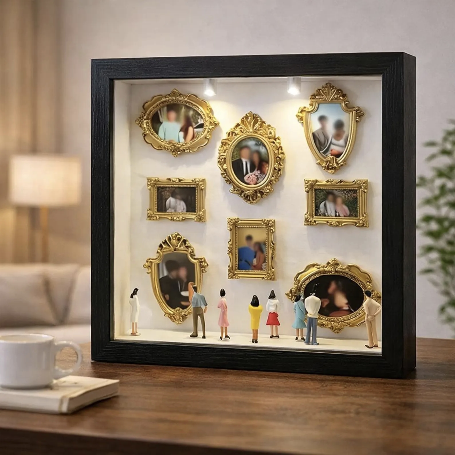 Personalized Mini Museum LED Shadow Box - Custom Art Gallery Photo Frame Gift for Couples, Family or Pet Lovers