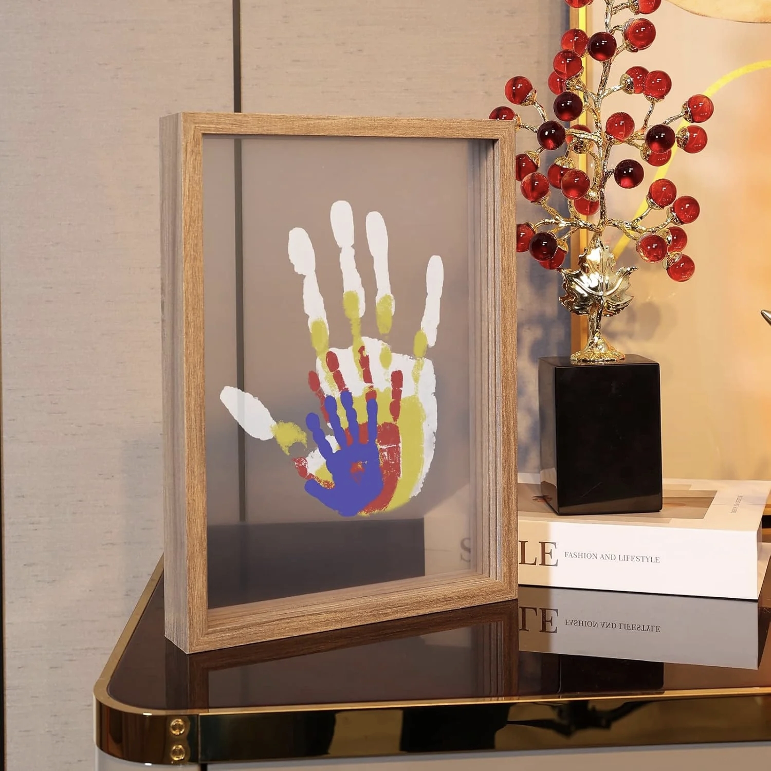 Custom Family Overlapping Handprint Shadow Box – DIY Modern Keepsake Frame & Personalized Generational Art 🖐️🌈