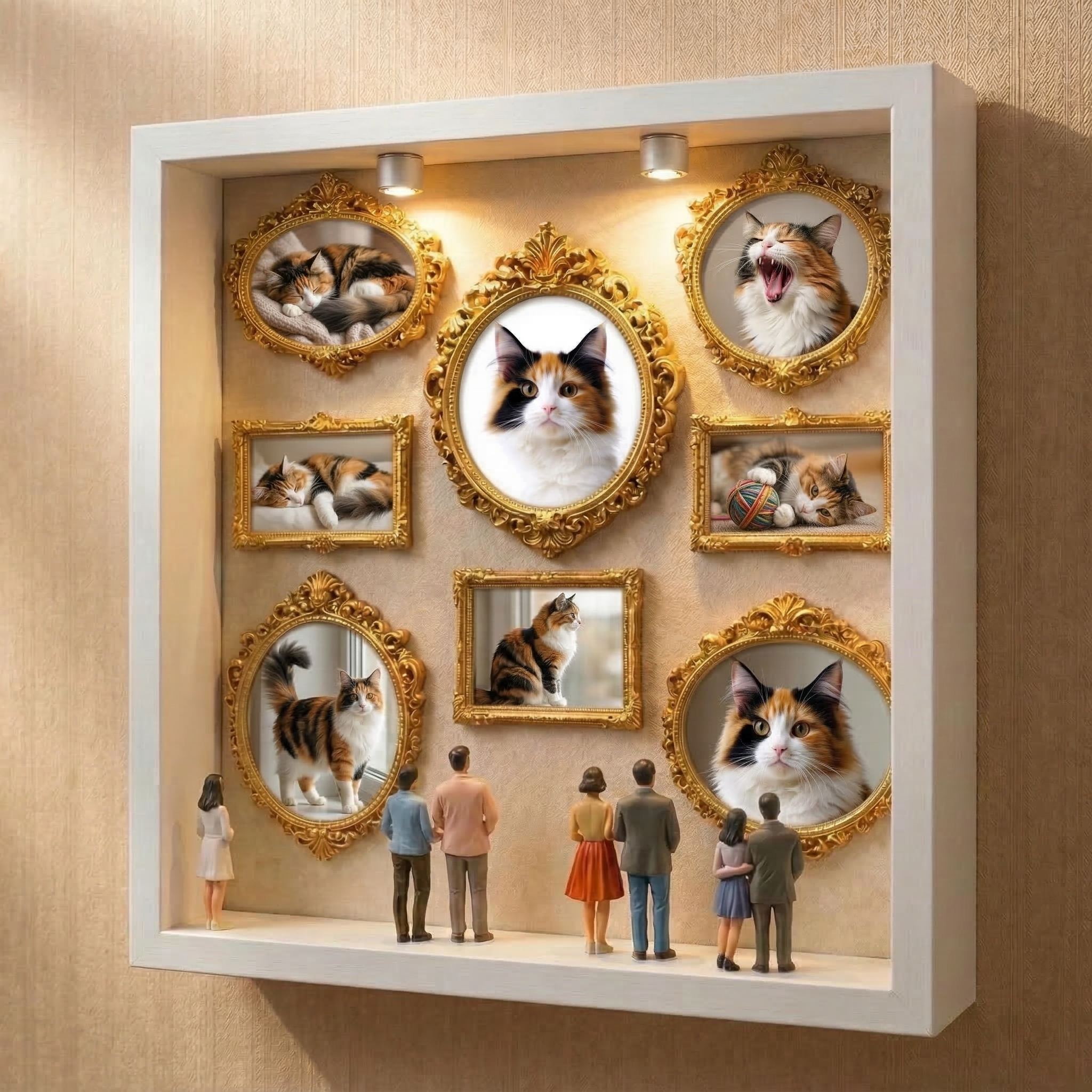 Personalized 3D "Mini Museum" Shadow Box - Custom LED Art Gallery Photo Frame Gift for Couples, Family & Pet Lovers