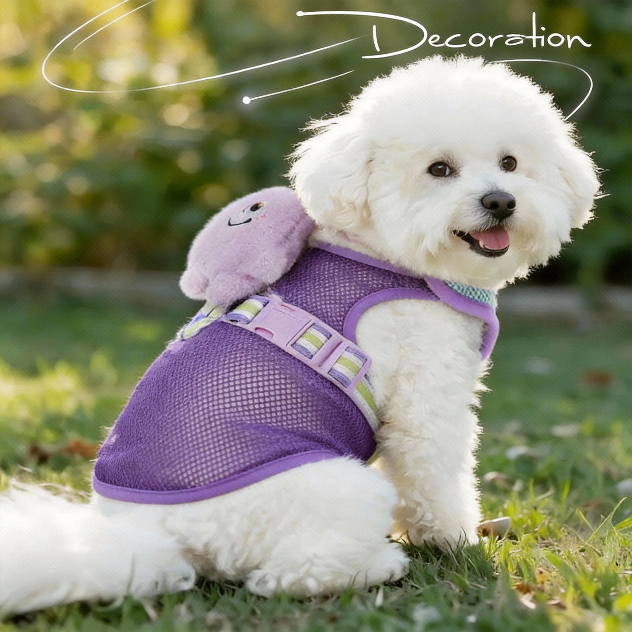 "Little Monster" 3D Plush Dog Harness and Leash Set | Breathable Mesh Vest for Small and Medium Dogs