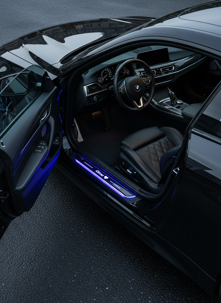 Custom Personalized LED Car Door Sill Lights | Wireless RGB Welcome Scuff Plates