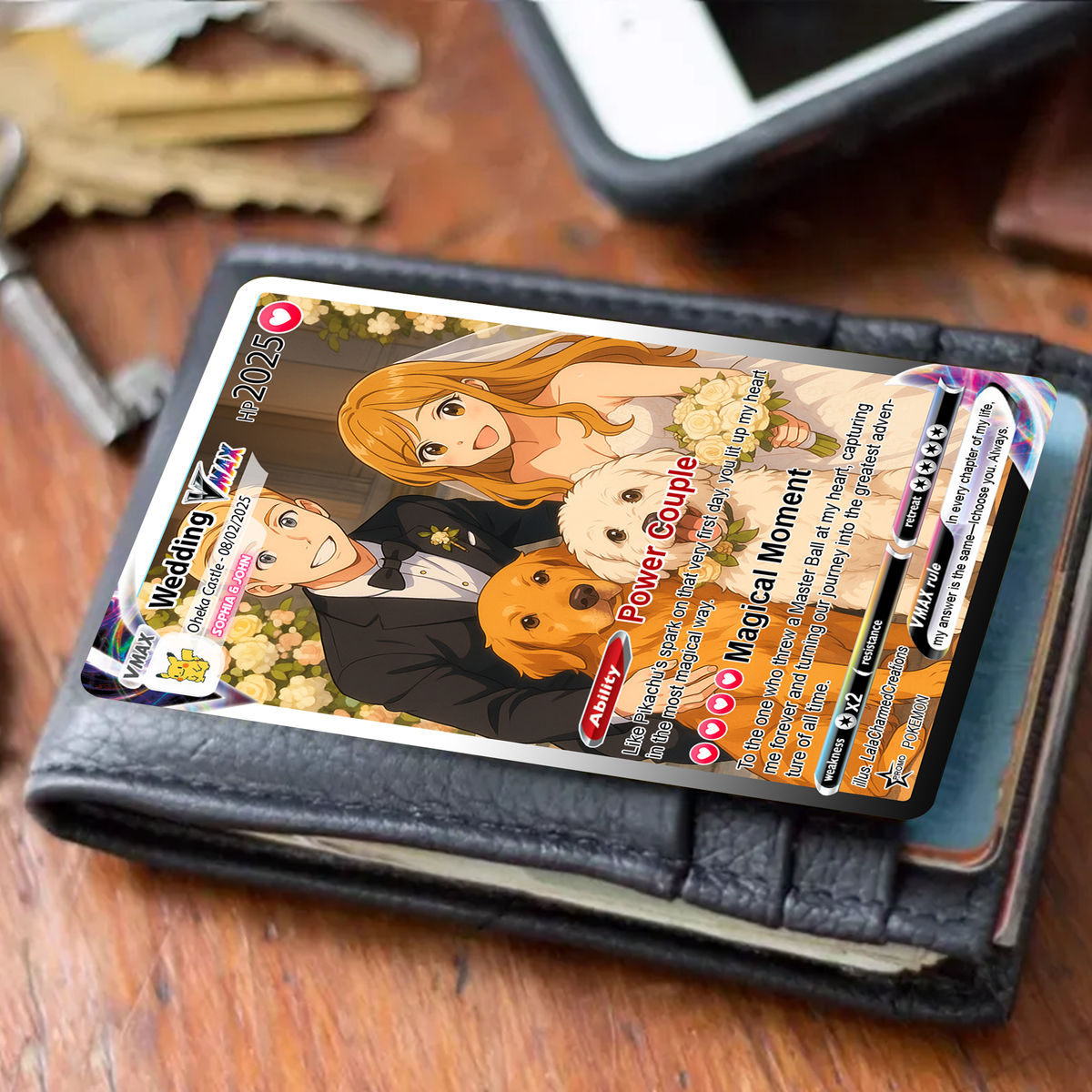 Poke Couples Card - Personalized Anniversary Card, Custom Photo Pokemon Card, Anime Wedding Card, Anniversary Gift, Custom Card for Couple,Valentine's