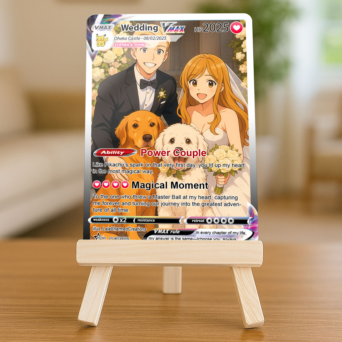 Poke Couples Card - Personalized Anniversary Card, Custom Photo Pokemon Card, Anime Wedding Card, Anniversary Gift, Custom Card for Couple,Valentine's