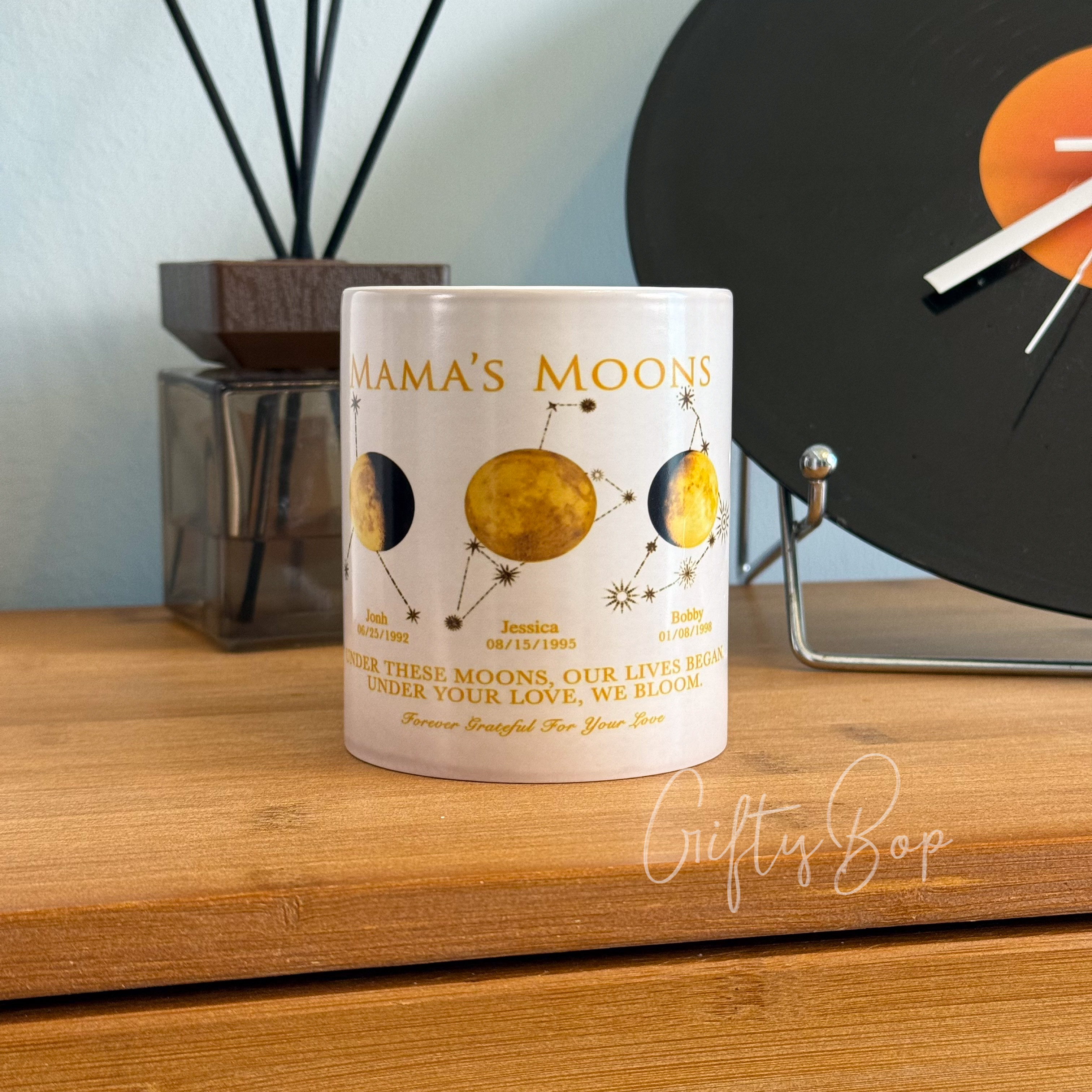 "Mama's Universe" Custom Multi-Moon Phase Mug | Personalized Birth Moon Gift for Mom