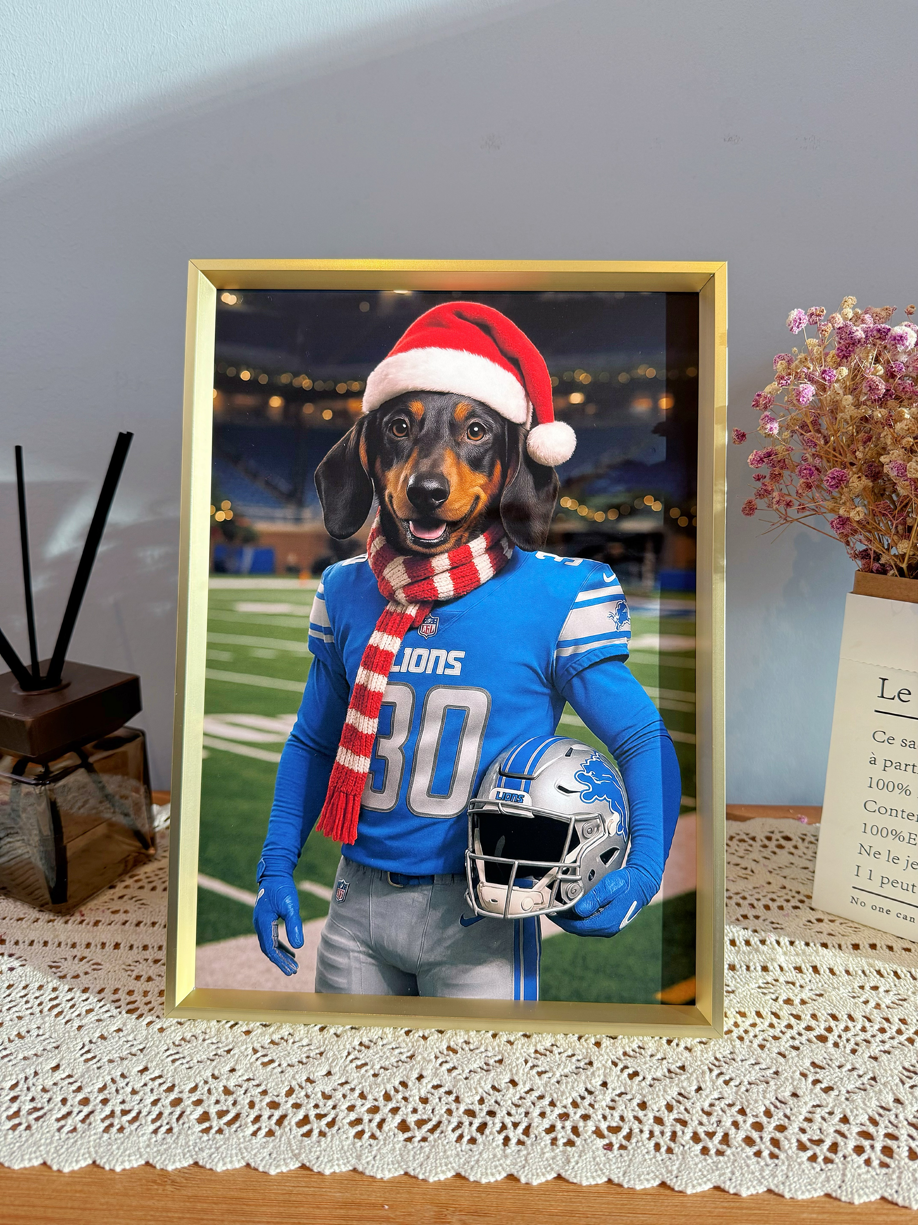 🏈Custom Pet Portrait Frame – Artist Hand-Designed Decorative Wall Art 🐾