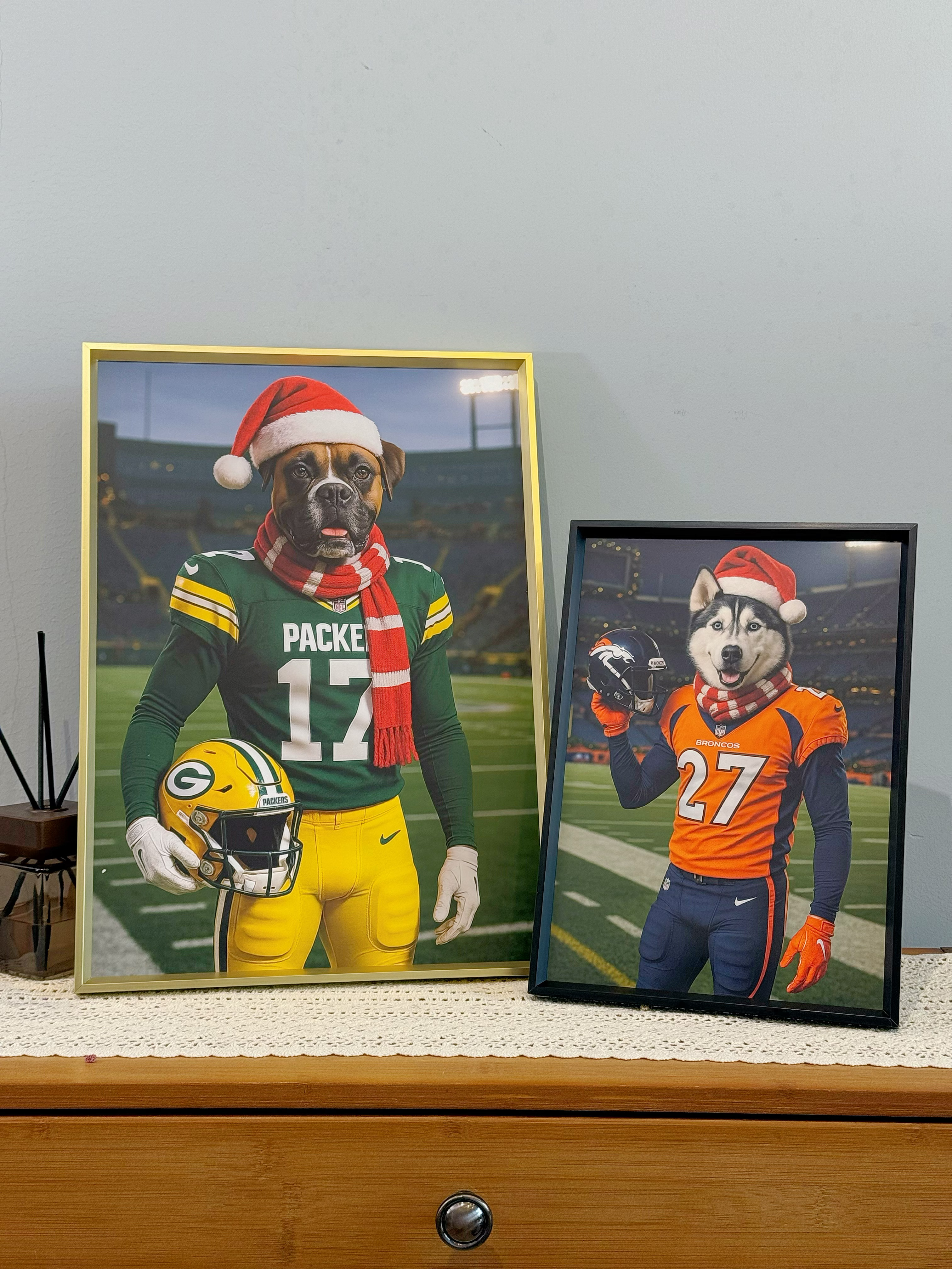 🏈Custom Pet Portrait Frame – Artist Hand-Designed Decorative Wall Art 🐾
