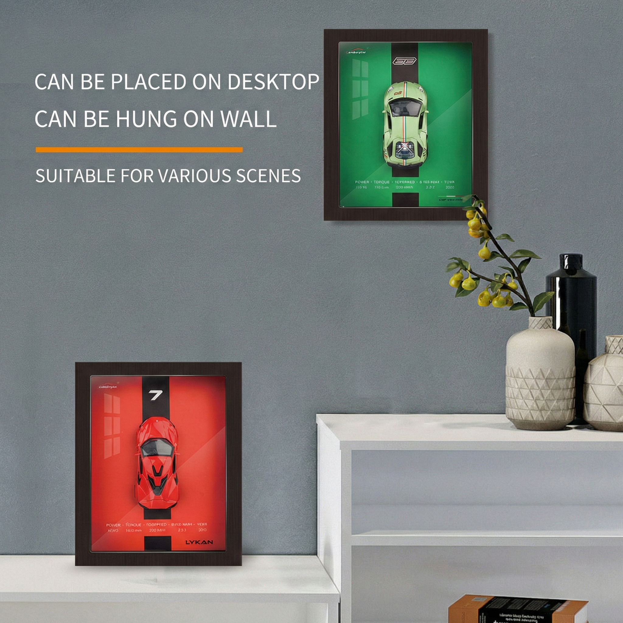 3D Die-Cast Supercar Wall Art | Premium 1:32 Alloy Model Shadow Box | Car Collector's Decor