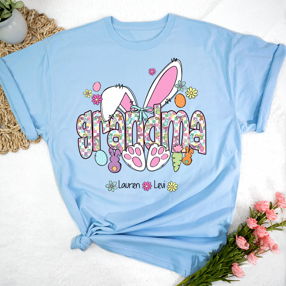 Personalized Mimi/Nana/Gigi Easter T-Shirt | Custom Bunny & Bow Gift for mama