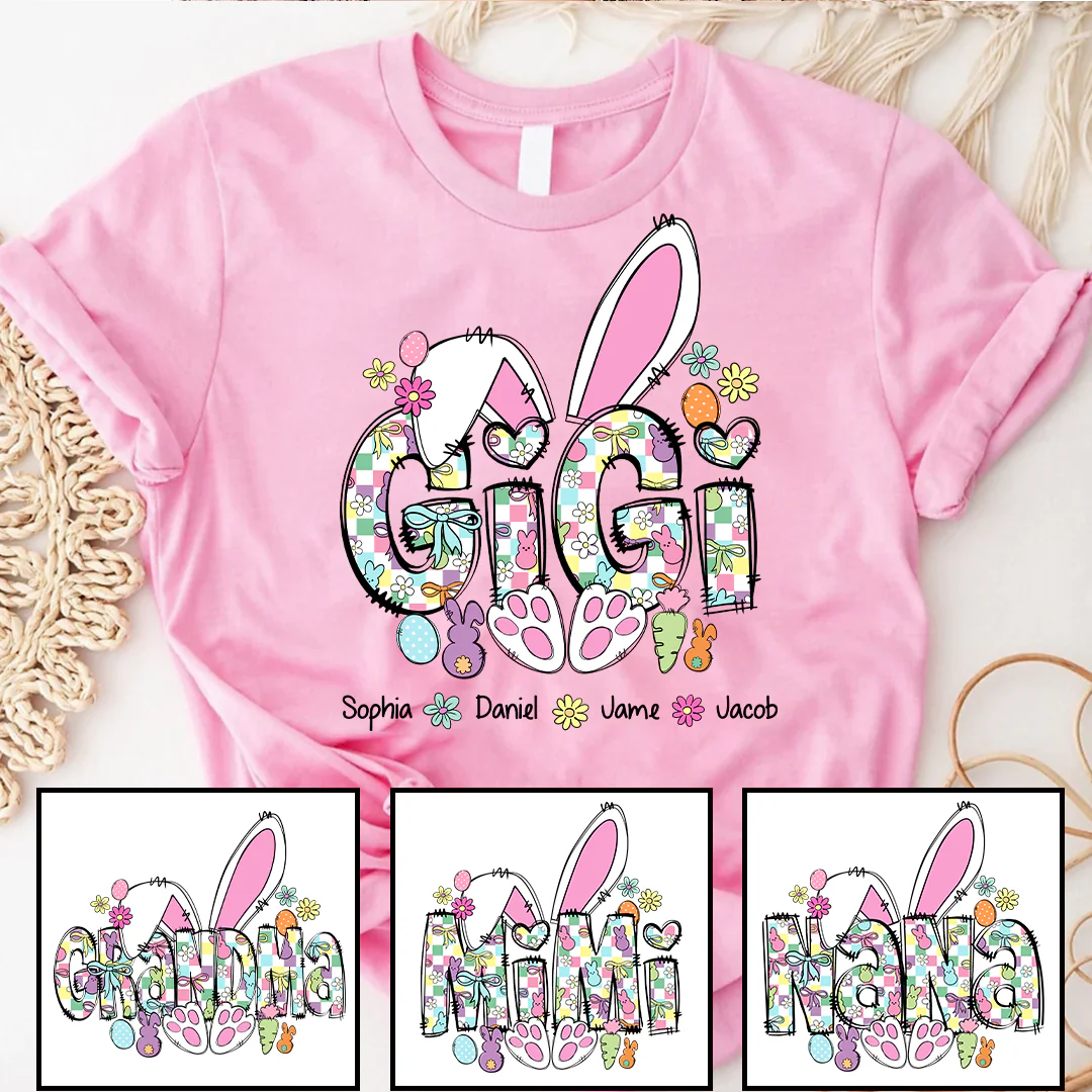 Personalized Mimi/Nana/Gigi Easter T-Shirt | Custom Bunny & Bow Gift for mama