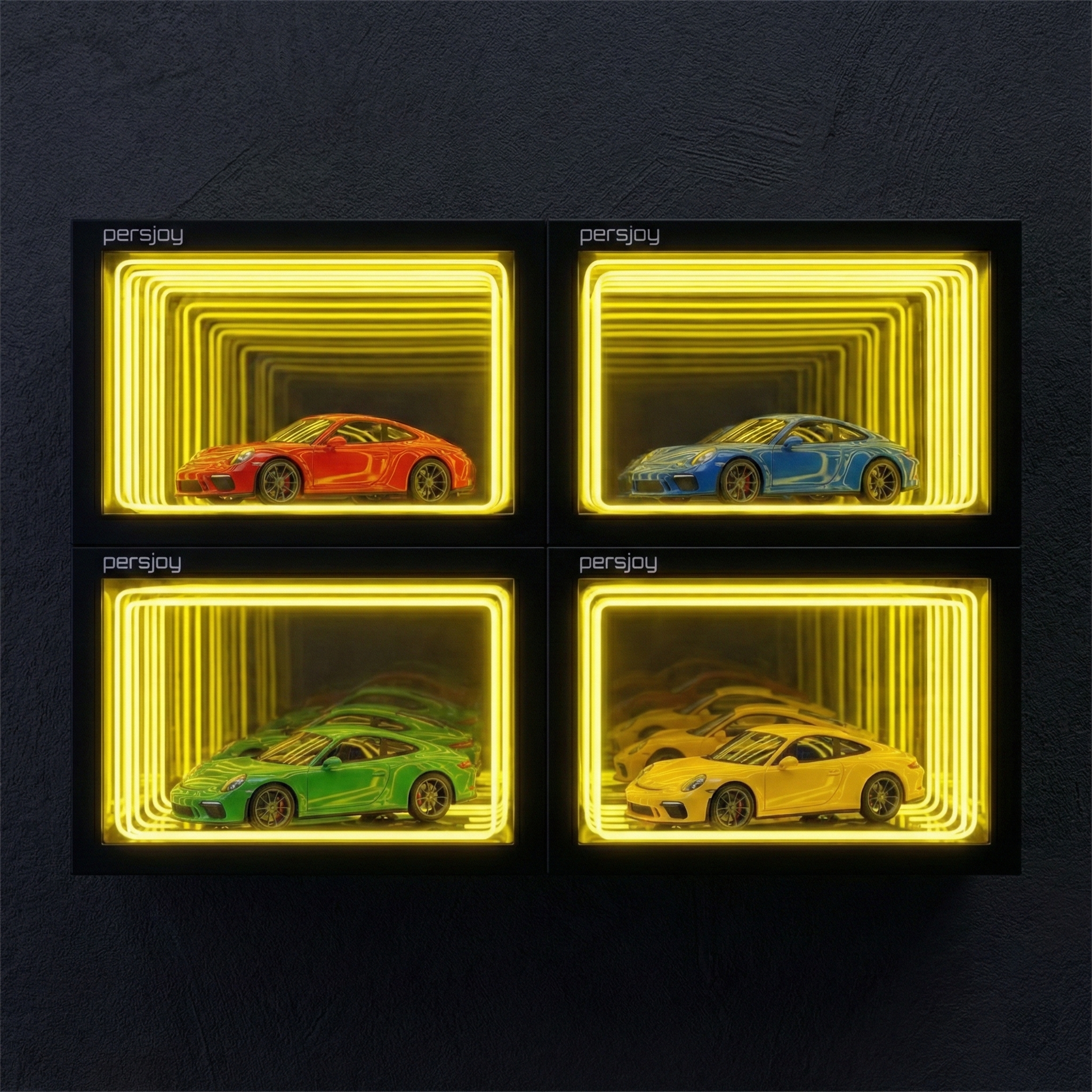 Miniature World | 1:64 Scale Diecast Car Model + LED Illuminated Extendable Garage Display Case Keychain (Multiple Car Models Available)