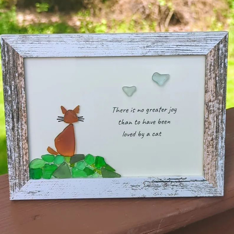 🥰Cat Sea Glass Art -Unique Gift for Cat Lover