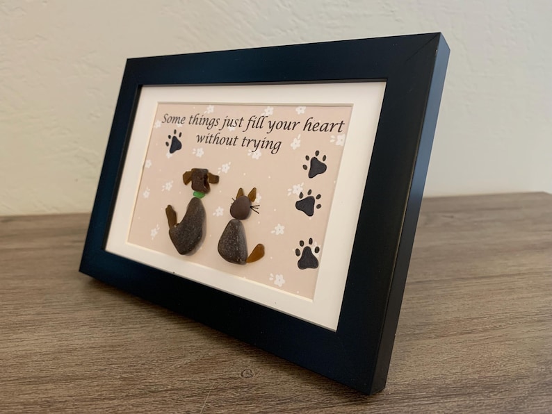 Dog and Cat Sea Glass Art