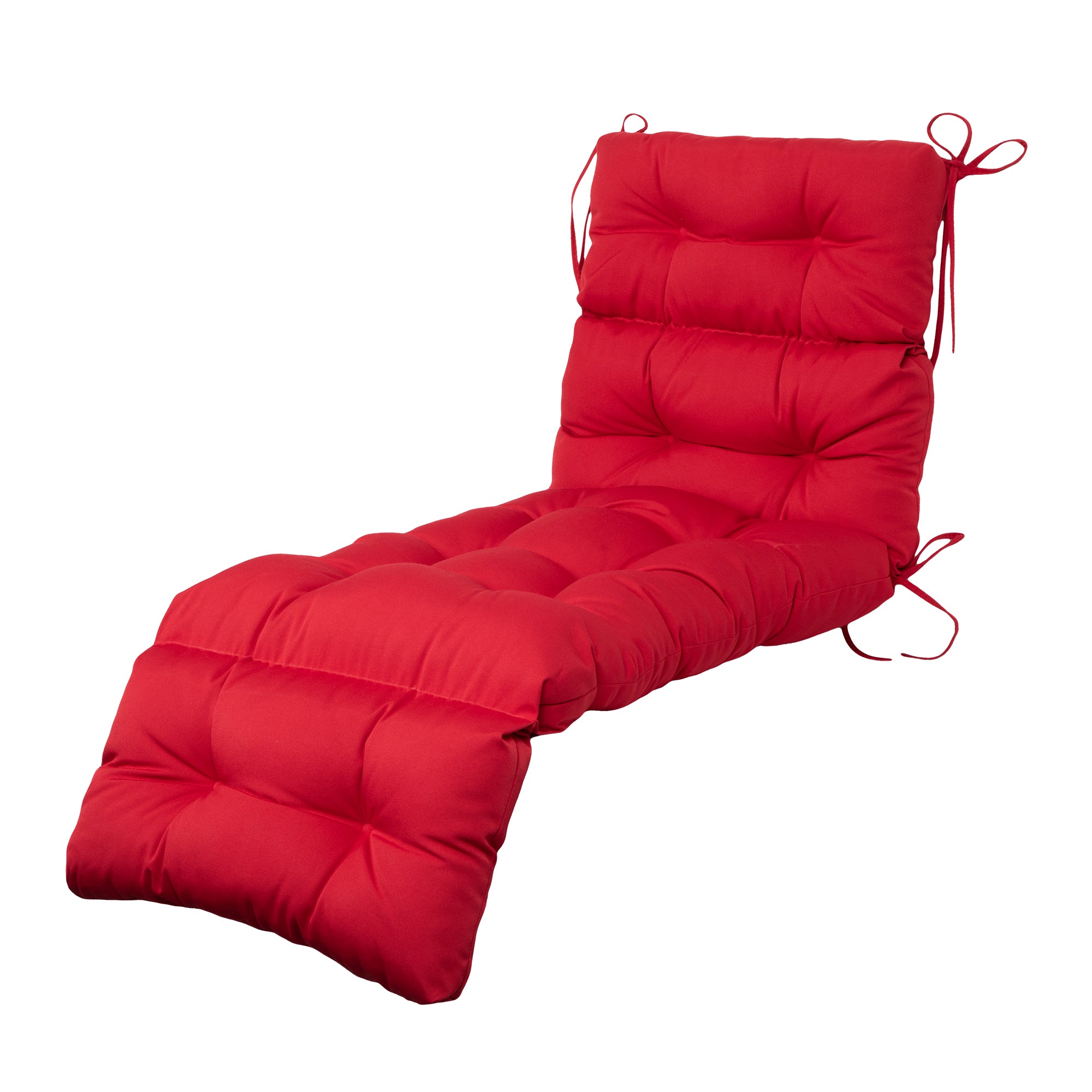 Outdoor Chaise Lounge Cushion 72x22x4 inches, Floral Tufted Thick Replacement Cushion with Ties, All Weather Wicker Patio Furniture Cushion