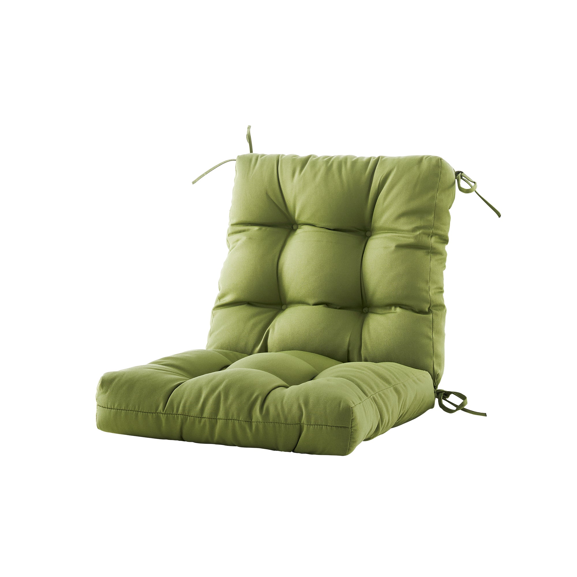 Outdoor Chair Cushion, 4" Thick Tufted Low Back Patio Cushion with Ties, Fade-Resistant Seat Pad for Wicker & Lawn Furniture, 40" x 20" x 4"