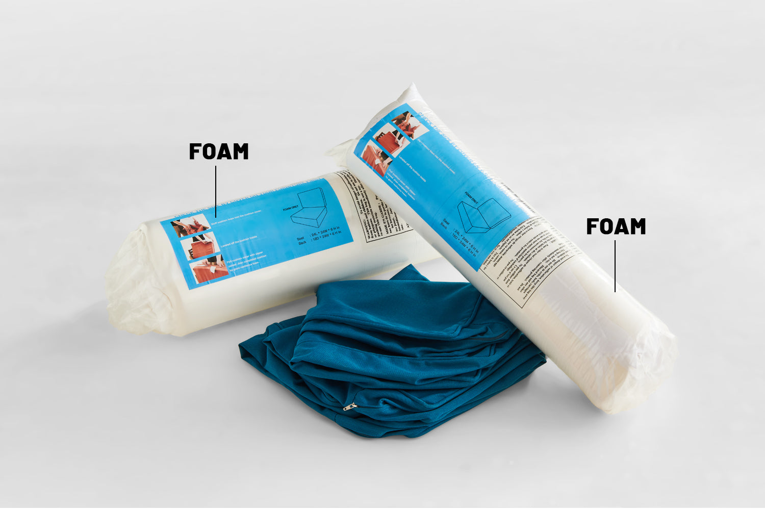 Outdoor Patio Furniture Cushion Set, 6" Thick Deep Seat & Back Cushions with Removable Covers, Fade-Resistant UV Resistant Cushions, 24" x 24"