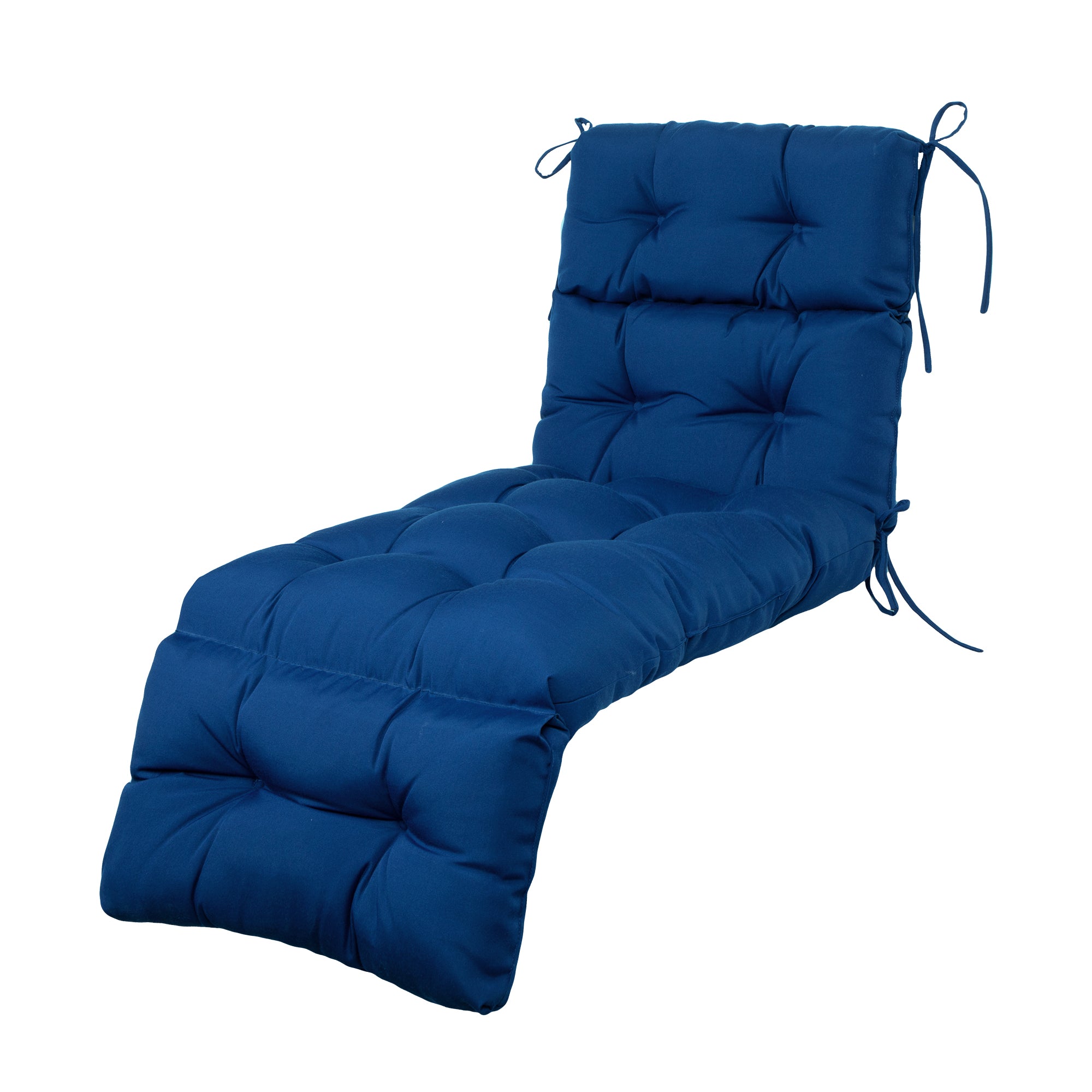 Outdoor Chaise Lounge Cushion 72x22x4 inches, Floral Tufted Thick Replacement Cushion with Ties, All Weather Wicker Patio Furniture Cushion