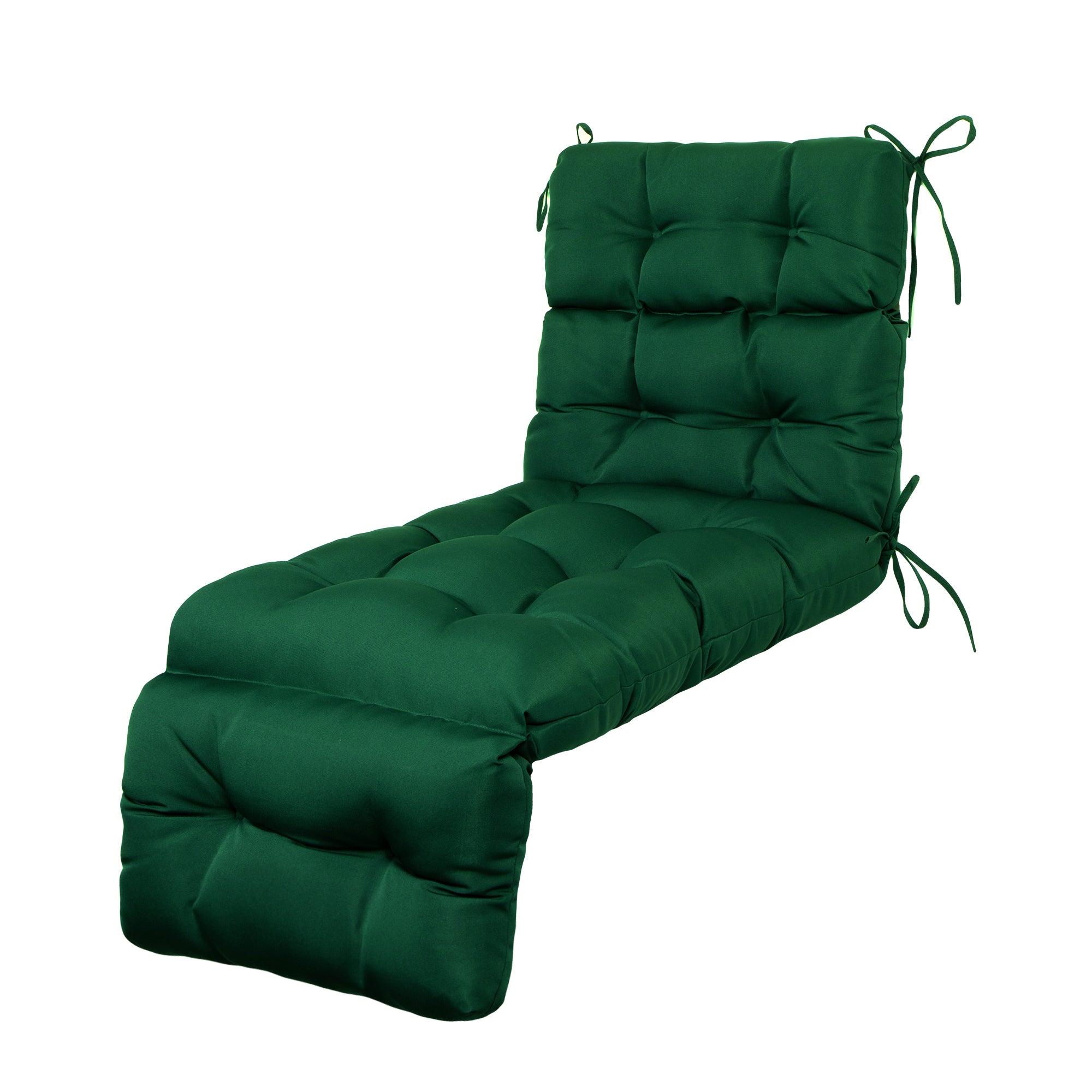 Outdoor Chaise Lounge Cushion 72x22x4 inches, Floral Tufted Thick Replacement Cushion with Ties, All Weather Wicker Patio Furniture Cushion