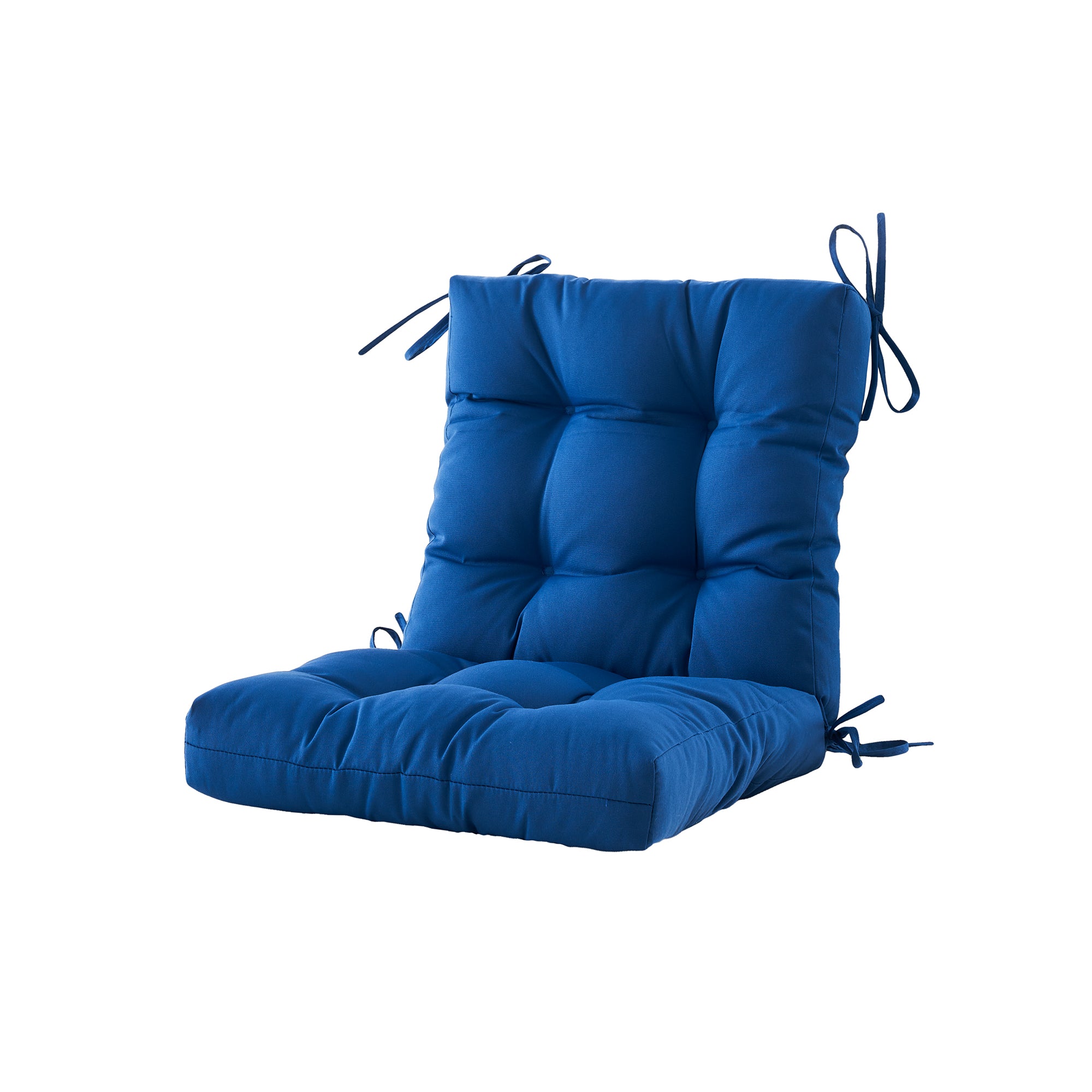 Outdoor Chair Cushion, 4" Thick Tufted Low Back Patio Cushion with Ties, Fade-Resistant Seat Pad for Wicker & Lawn Furniture, 40" x 20" x 4"