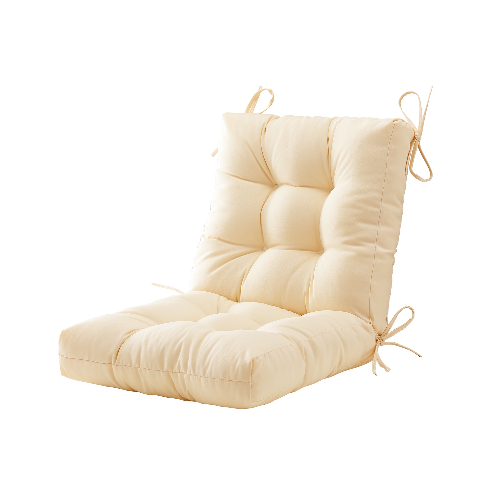 Outdoor Chair Cushion, 4" Thick Tufted Low Back Patio Cushion with Ties, Fade-Resistant Seat Pad for Wicker & Lawn Furniture, 40" x 20" x 4"