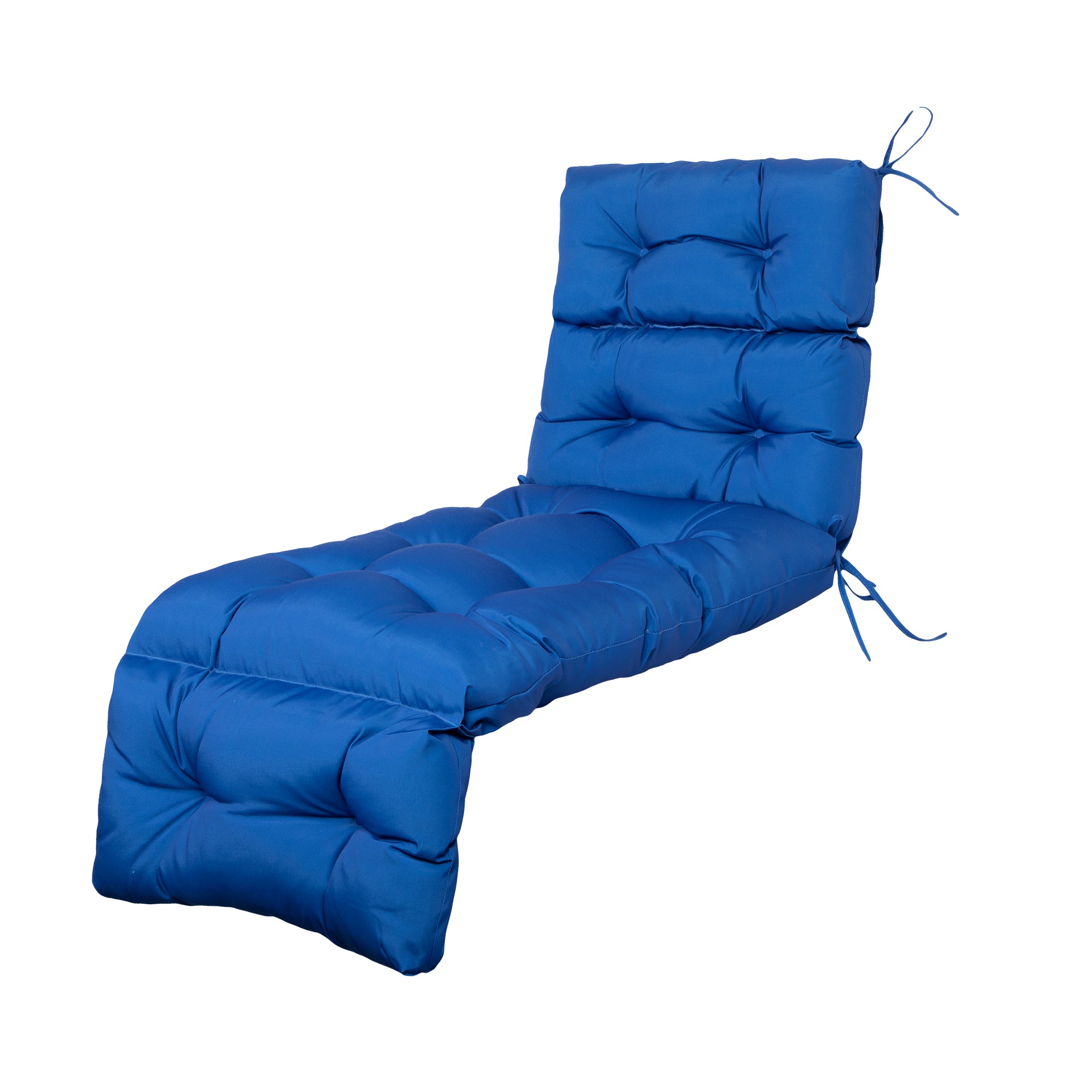 Outdoor Chaise Lounge Cushion 72x22x4 inches, Floral Tufted Thick Replacement Cushion with Ties, All Weather Wicker Patio Furniture Cushion