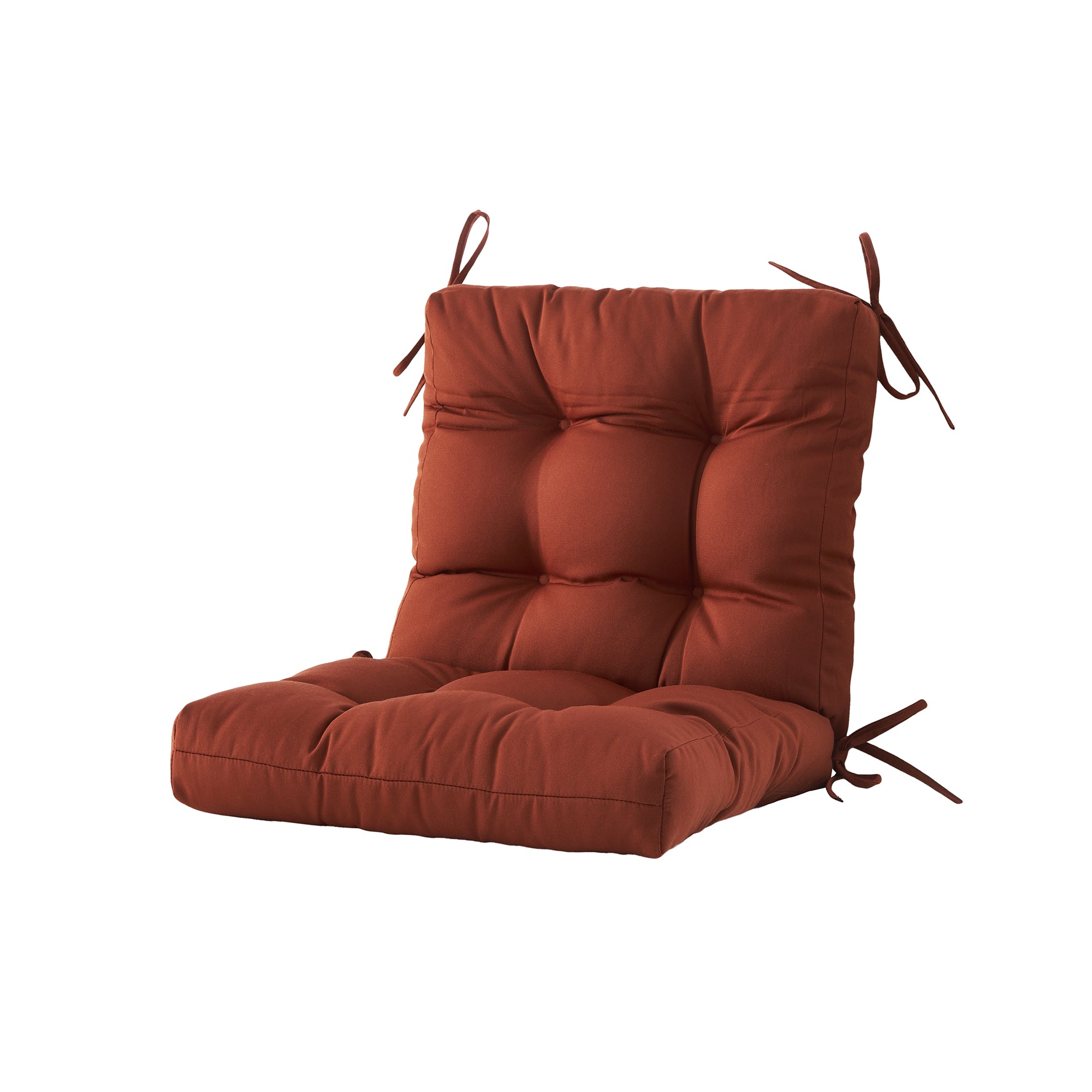 Outdoor Chair Cushion, 4" Thick Tufted Low Back Patio Cushion with Ties, Fade-Resistant Seat Pad for Wicker & Lawn Furniture, 40" x 20" x 4"
