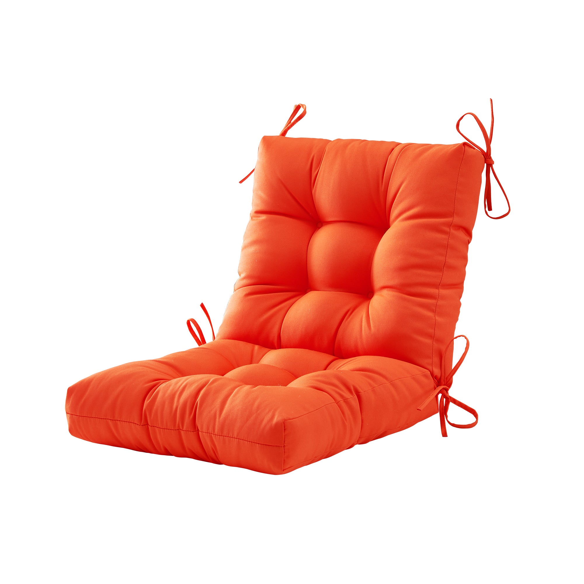 Outdoor Chair Cushion, 4" Thick Tufted Low Back Patio Cushion with Ties, Fade-Resistant Seat Pad for Wicker & Lawn Furniture, 40" x 20" x 4"