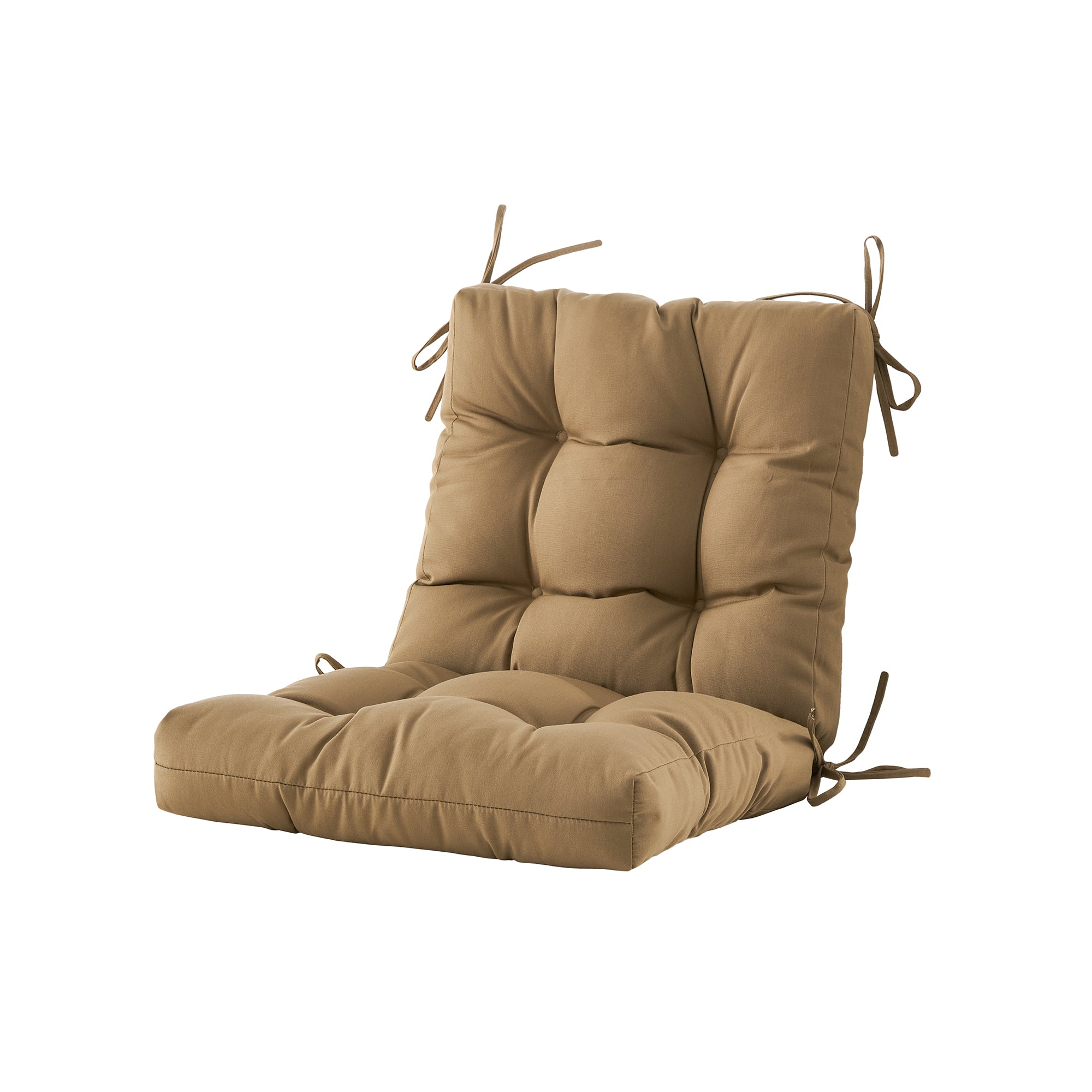 Outdoor Chair Cushion, 4" Thick Tufted Low Back Patio Cushion with Ties, Fade-Resistant Seat Pad for Wicker & Lawn Furniture, 40" x 20" x 4"