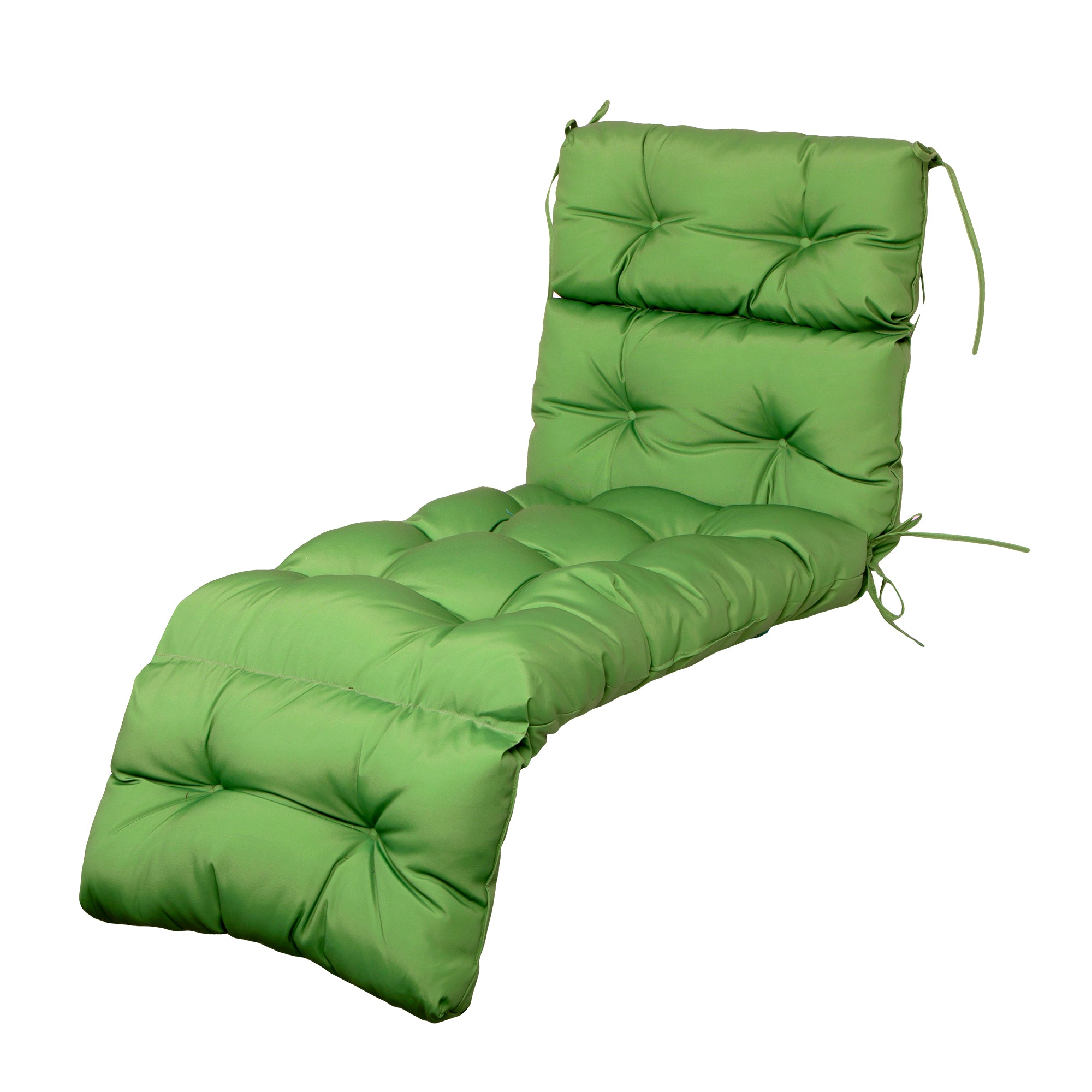 Outdoor Chaise Lounge Cushion 72x22x4 inches, Floral Tufted Thick Replacement Cushion with Ties, All Weather Wicker Patio Furniture Cushion