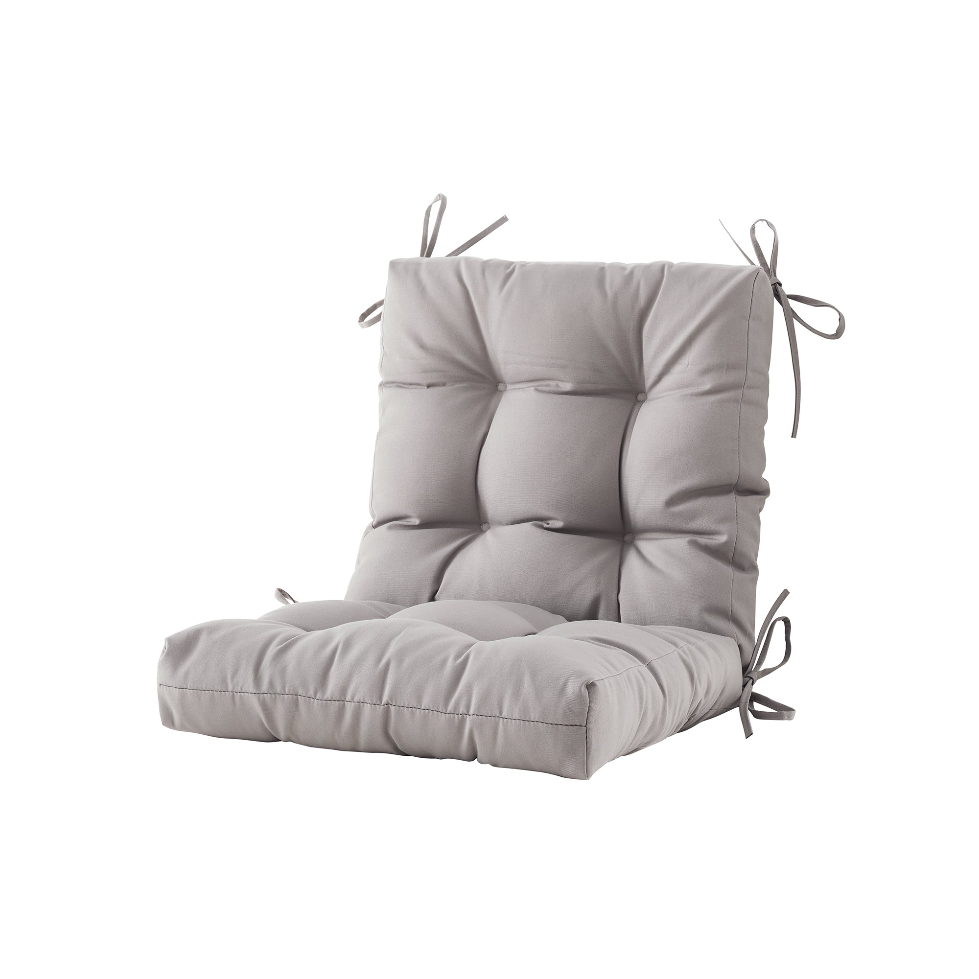 Outdoor Chair Cushion, 4" Thick Tufted Low Back Patio Cushion with Ties, Fade-Resistant Seat Pad for Wicker & Lawn Furniture, 40" x 20" x 4"