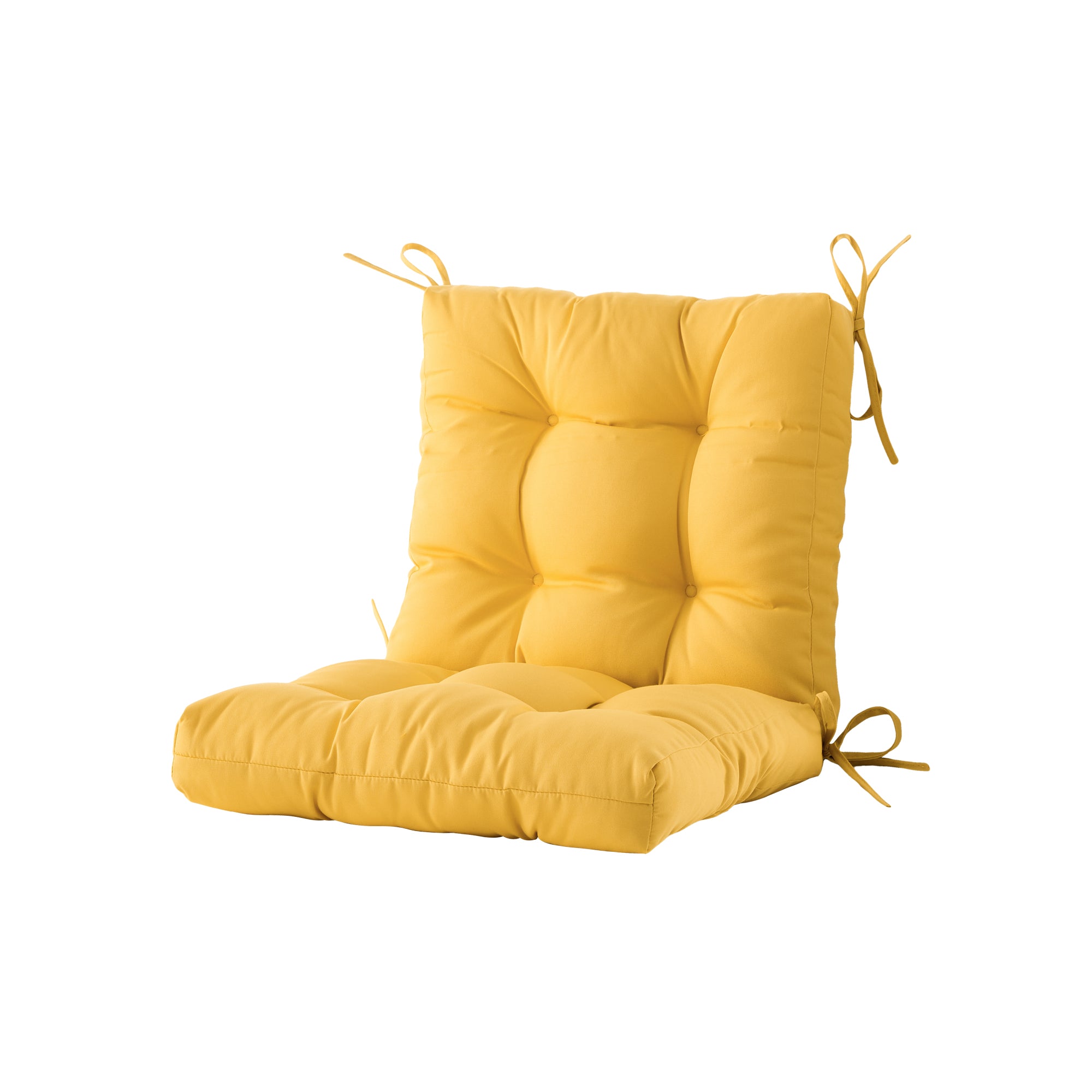 Outdoor Chair Cushion, 4" Thick Tufted Low Back Patio Cushion with Ties, Fade-Resistant Seat Pad for Wicker & Lawn Furniture, 40" x 20" x 4"