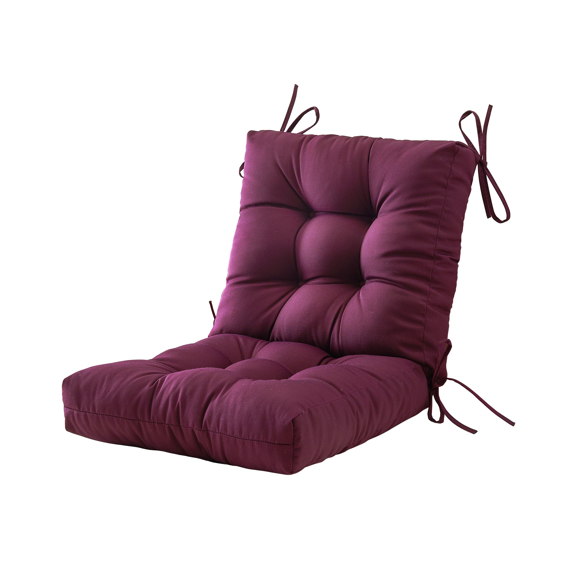 Outdoor Chair Cushion, 4" Thick Tufted Low Back Patio Cushion with Ties, Fade-Resistant Seat Pad for Wicker & Lawn Furniture, 40" x 20" x 4"