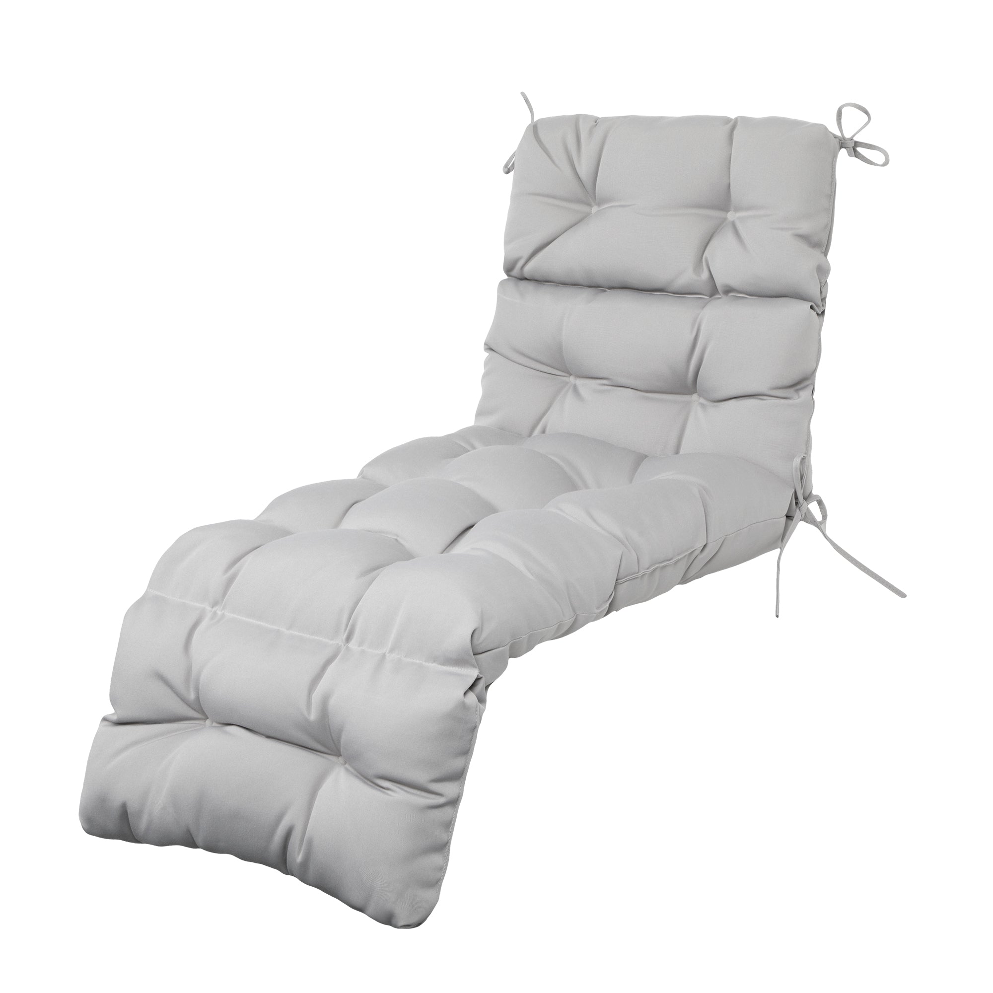 Outdoor Chaise Lounge Cushion 72x22x4 inches, Floral Tufted Thick Replacement Cushion with Ties, All Weather Wicker Patio Furniture Cushion