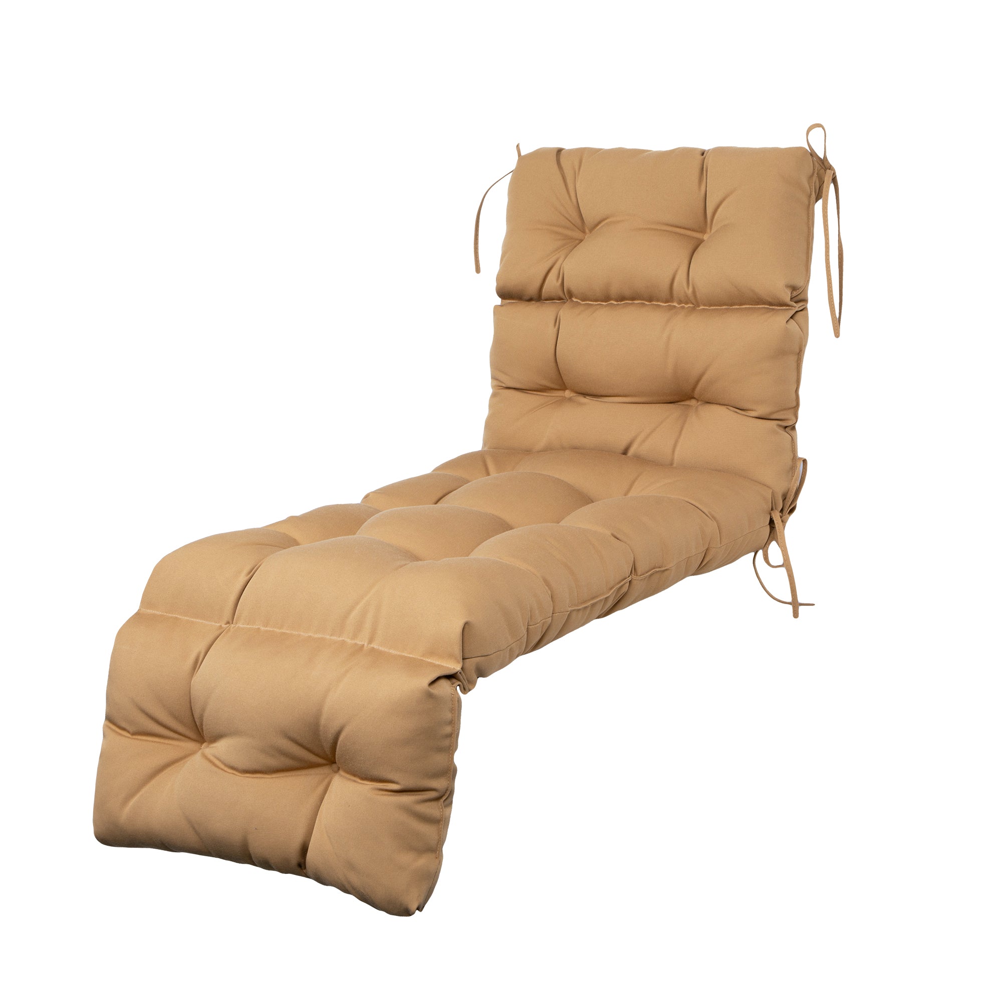 Outdoor Chaise Lounge Cushion 72x22x4 inches, Floral Tufted Thick Replacement Cushion with Ties, All Weather Wicker Patio Furniture Cushion