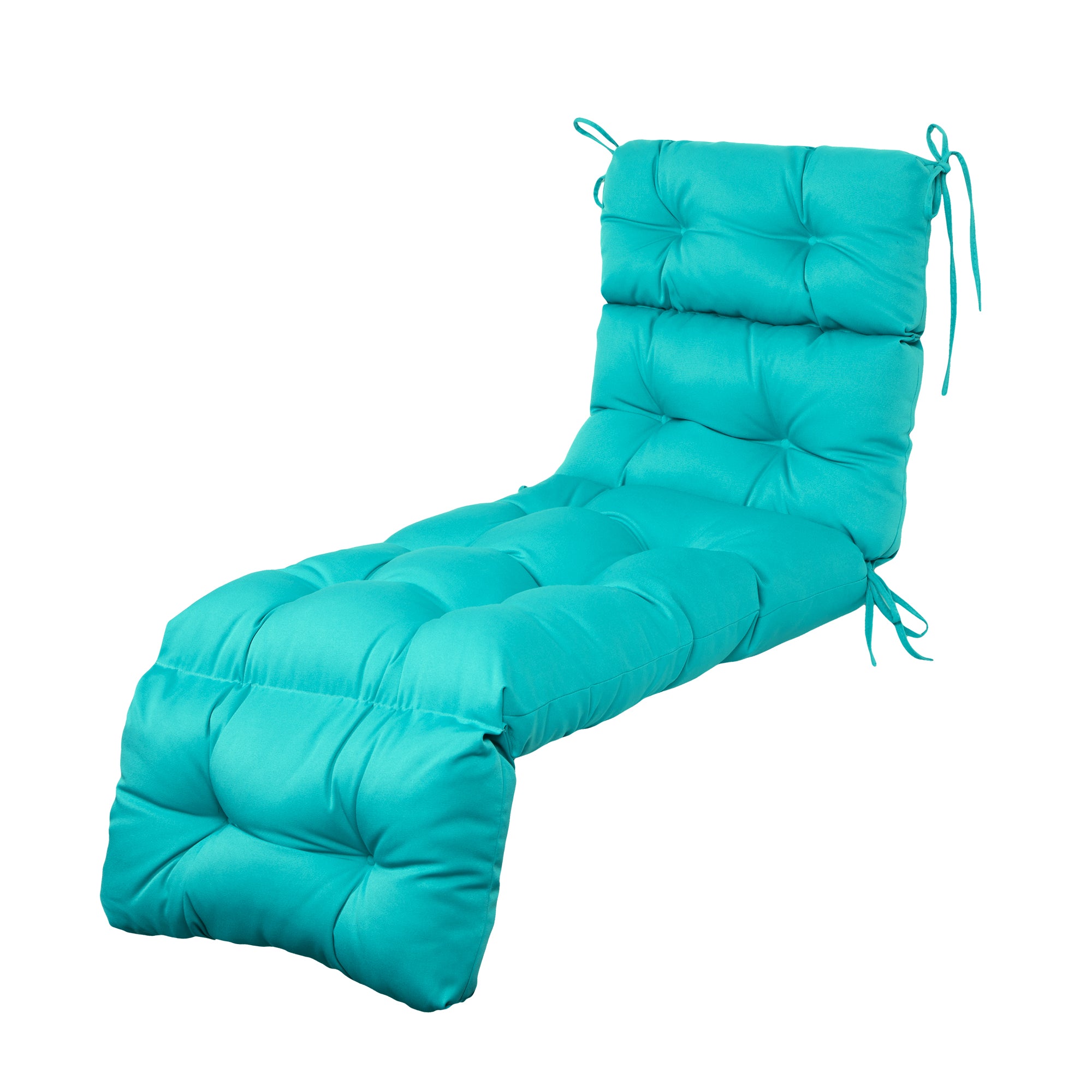 Outdoor Chaise Lounge Cushion 72x22x4 inches, Floral Tufted Thick Replacement Cushion with Ties, All Weather Wicker Patio Furniture Cushion