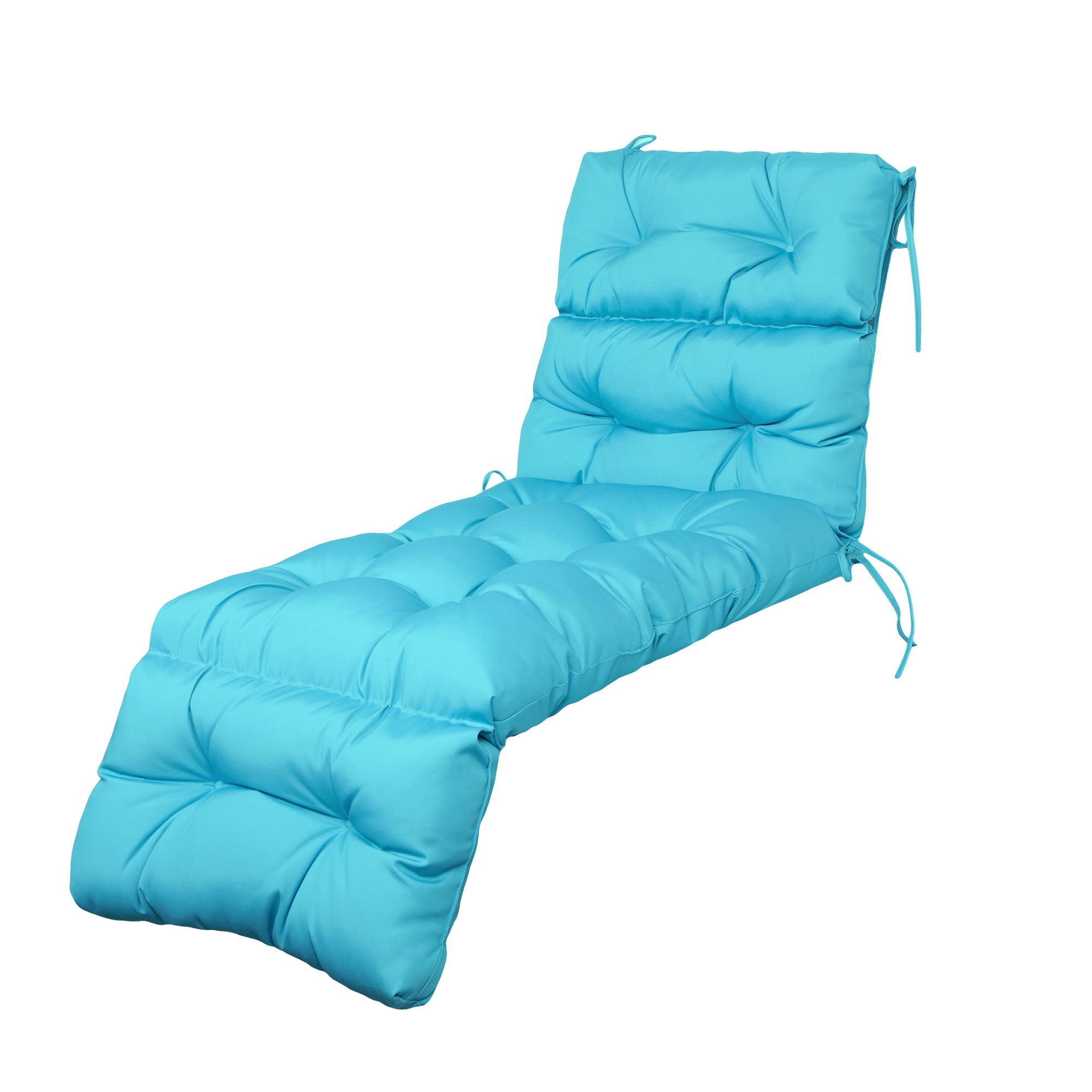 Outdoor Chaise Lounge Cushion 72x22x4 inches, Floral Tufted Thick Replacement Cushion with Ties, All Weather Wicker Patio Furniture Cushion