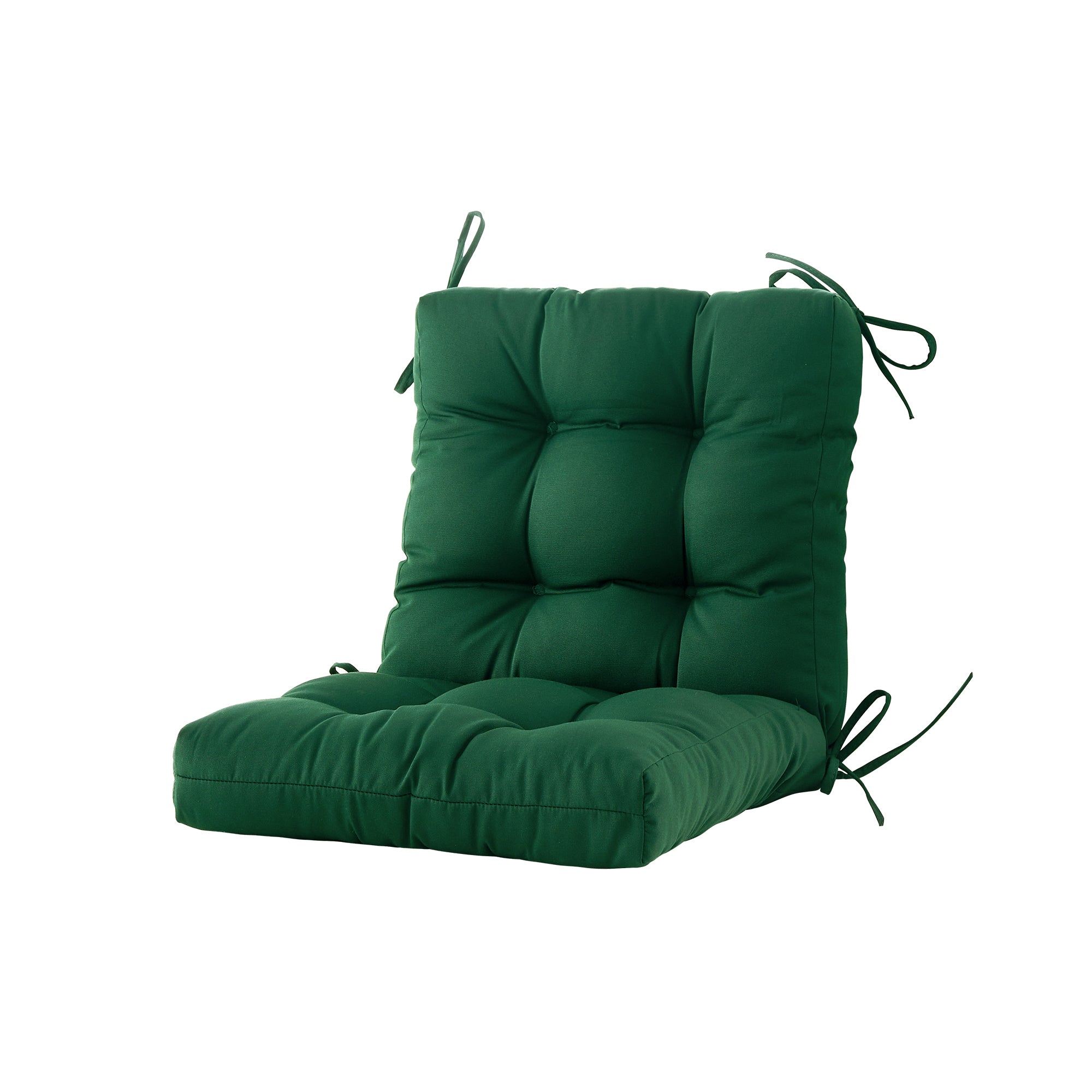 Outdoor Chair Cushion, 4" Thick Tufted Low Back Patio Cushion with Ties, Fade-Resistant Seat Pad for Wicker & Lawn Furniture, 40" x 20" x 4"