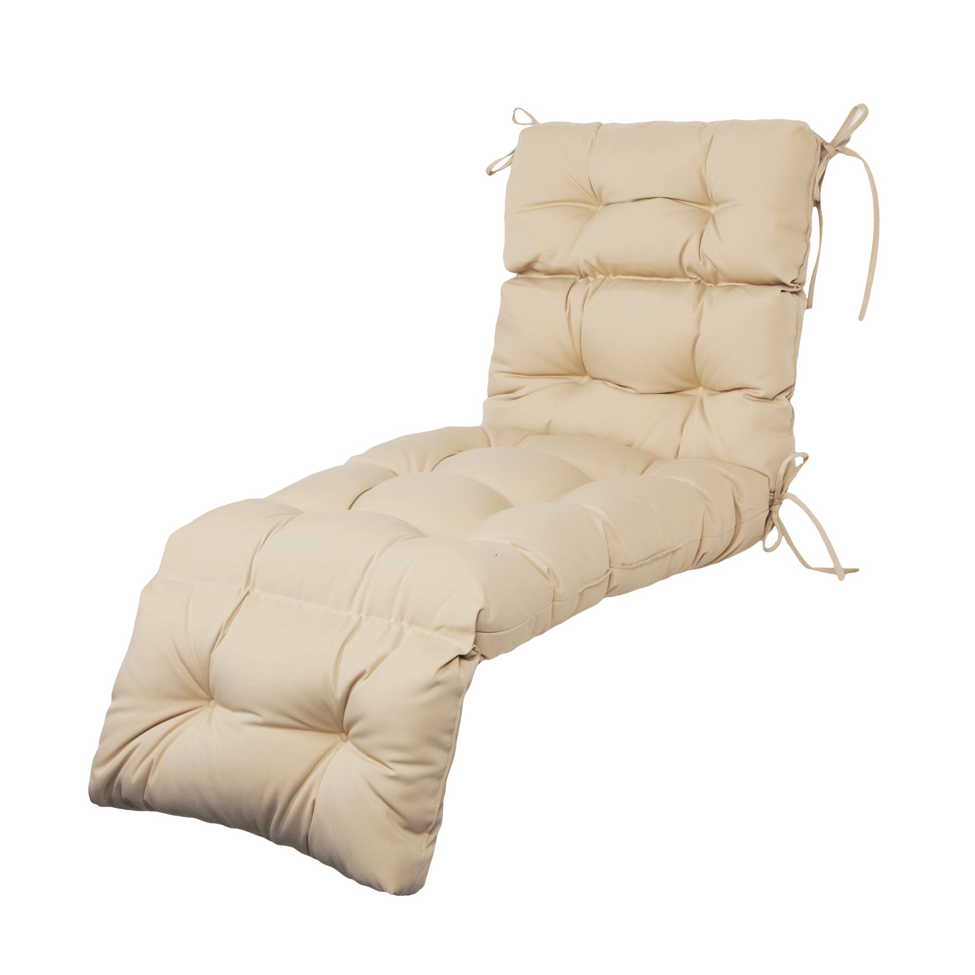 Outdoor Chaise Lounge Cushion 72x22x4 inches, Floral Tufted Thick Replacement Cushion with Ties, All Weather Wicker Patio Furniture Cushion