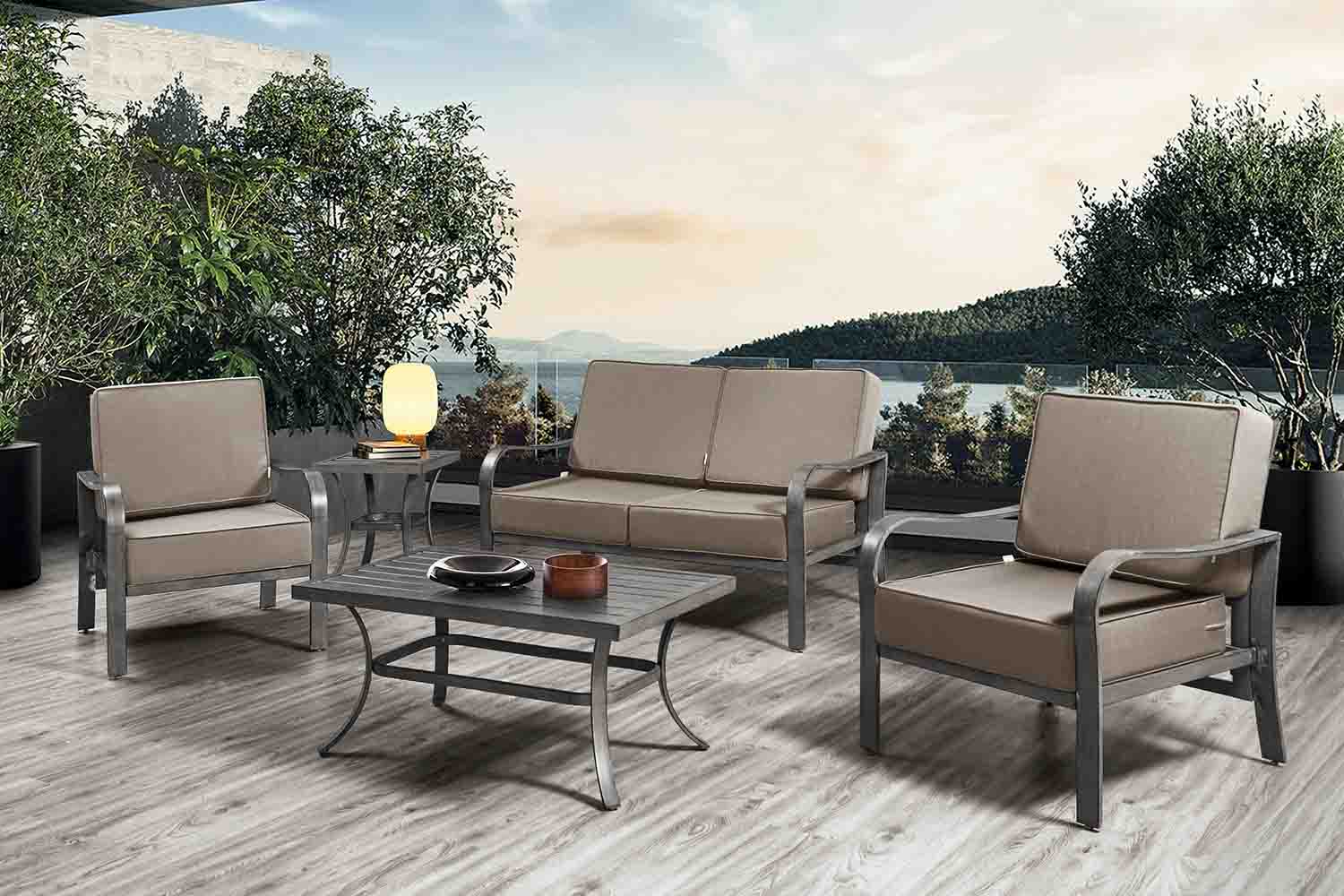 Outdoor Patio Furniture Cushion Set, 6" Thick Deep Seat & Back Cushions with Removable Covers, Fade-Resistant UV Resistant Cushions, 24" x 24"
