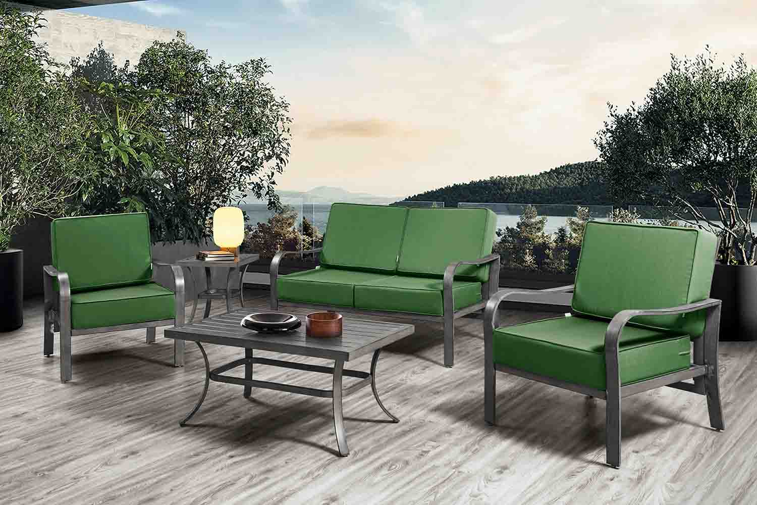 Outdoor Patio Furniture Cushion Set, 6" Thick Deep Seat & Back Cushions with Removable Covers, Fade-Resistant UV Resistant Cushions, 24" x 24"