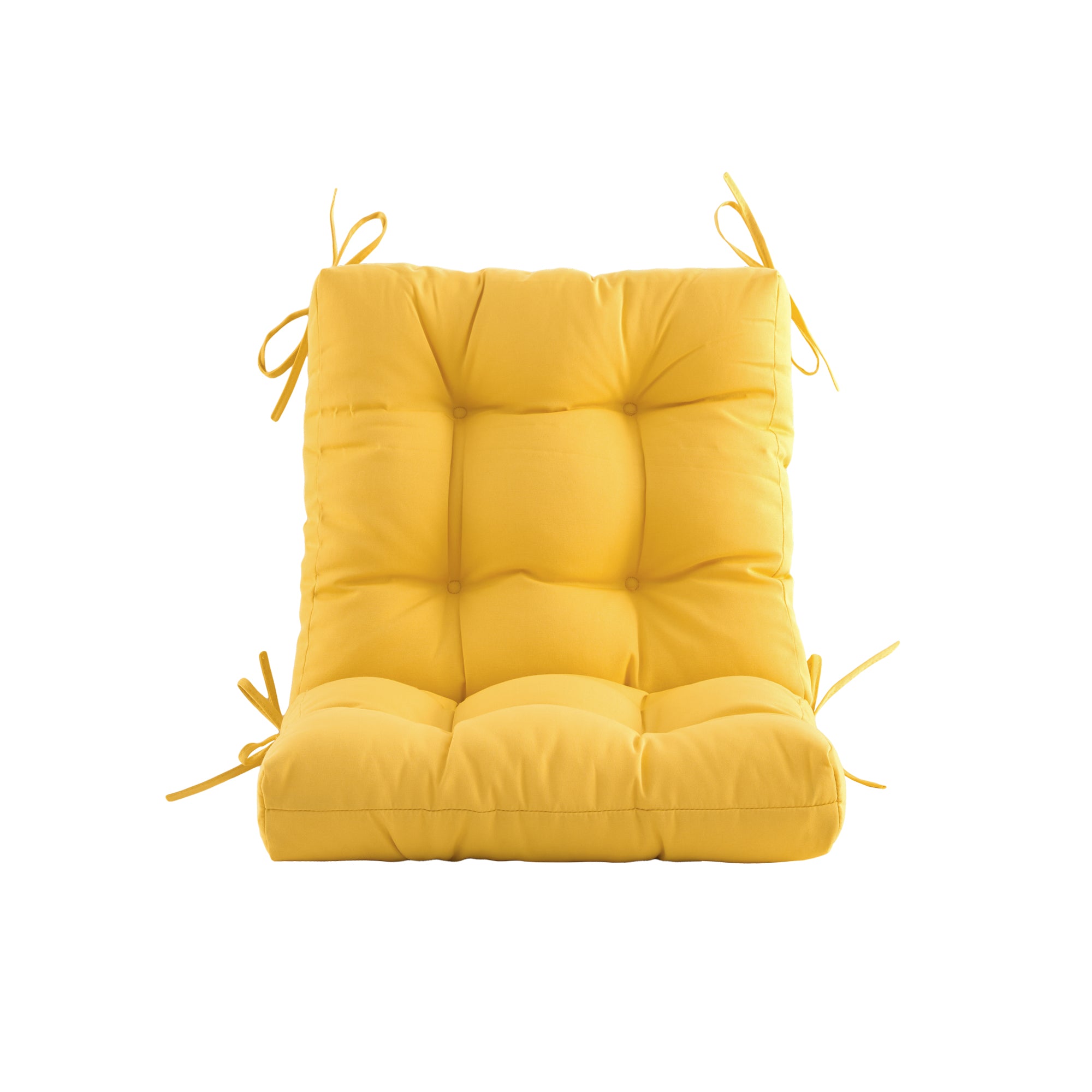 Outdoor Chair Cushion, 4" Thick Tufted Low Back Patio Cushion with Ties, Fade-Resistant Seat Pad for Wicker & Lawn Furniture, 40" x 20" x 4"