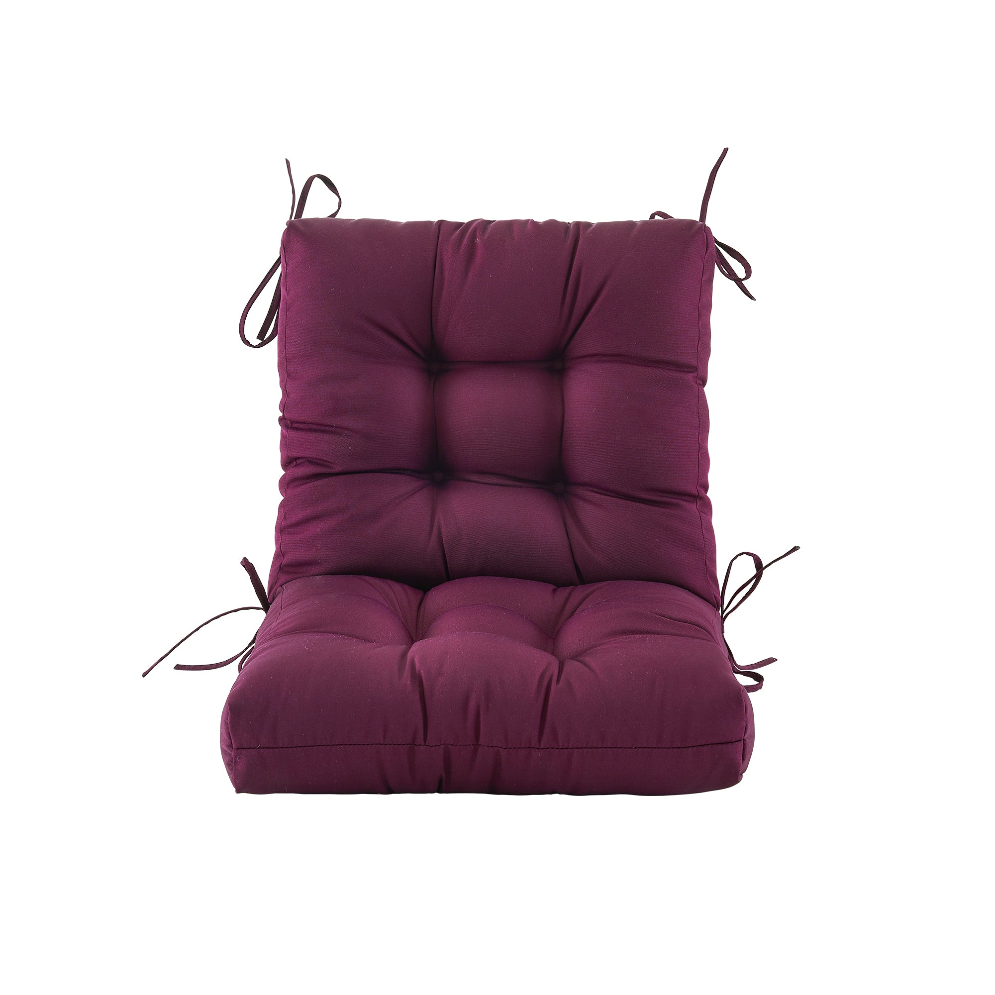 Outdoor Chair Cushion, 4" Thick Tufted Low Back Patio Cushion with Ties, Fade-Resistant Seat Pad for Wicker & Lawn Furniture, 40" x 20" x 4"