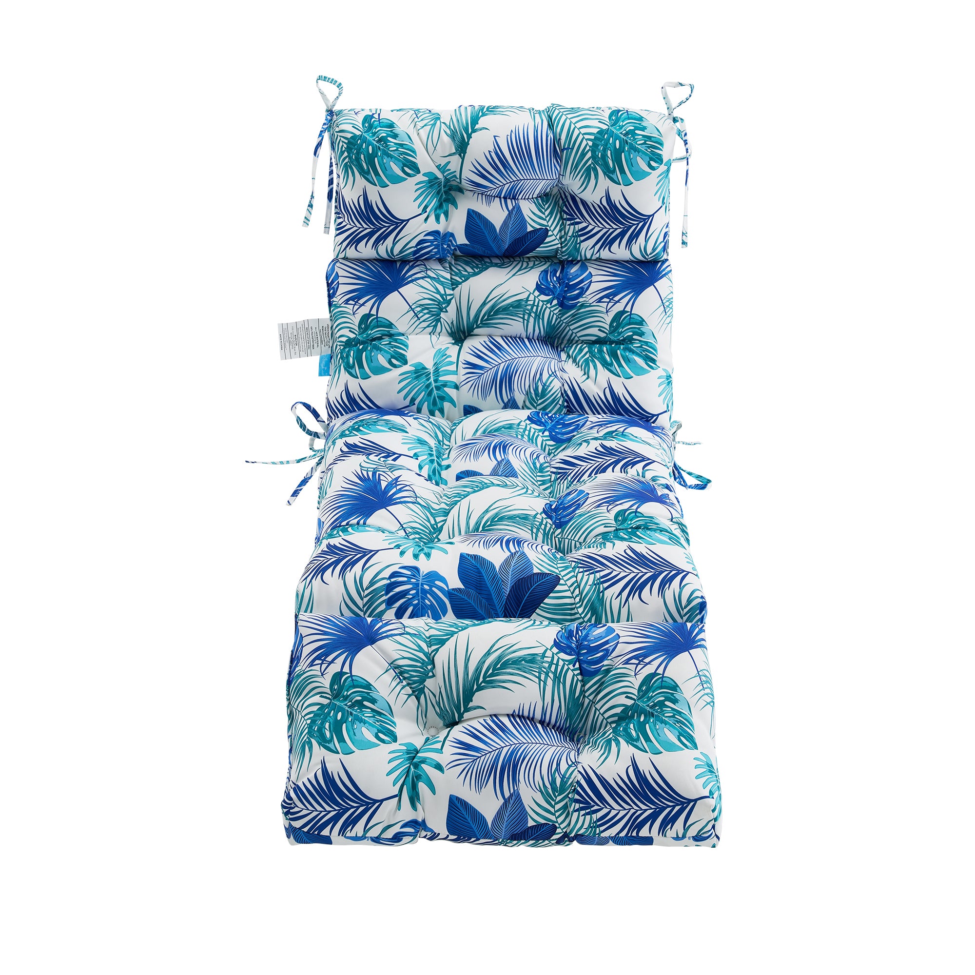 Outdoor Chaise Lounge Cushion 72x22x4 inches, Floral Tufted Thick Replacement Cushion with Ties, All Weather Wicker Patio Furniture Cushion