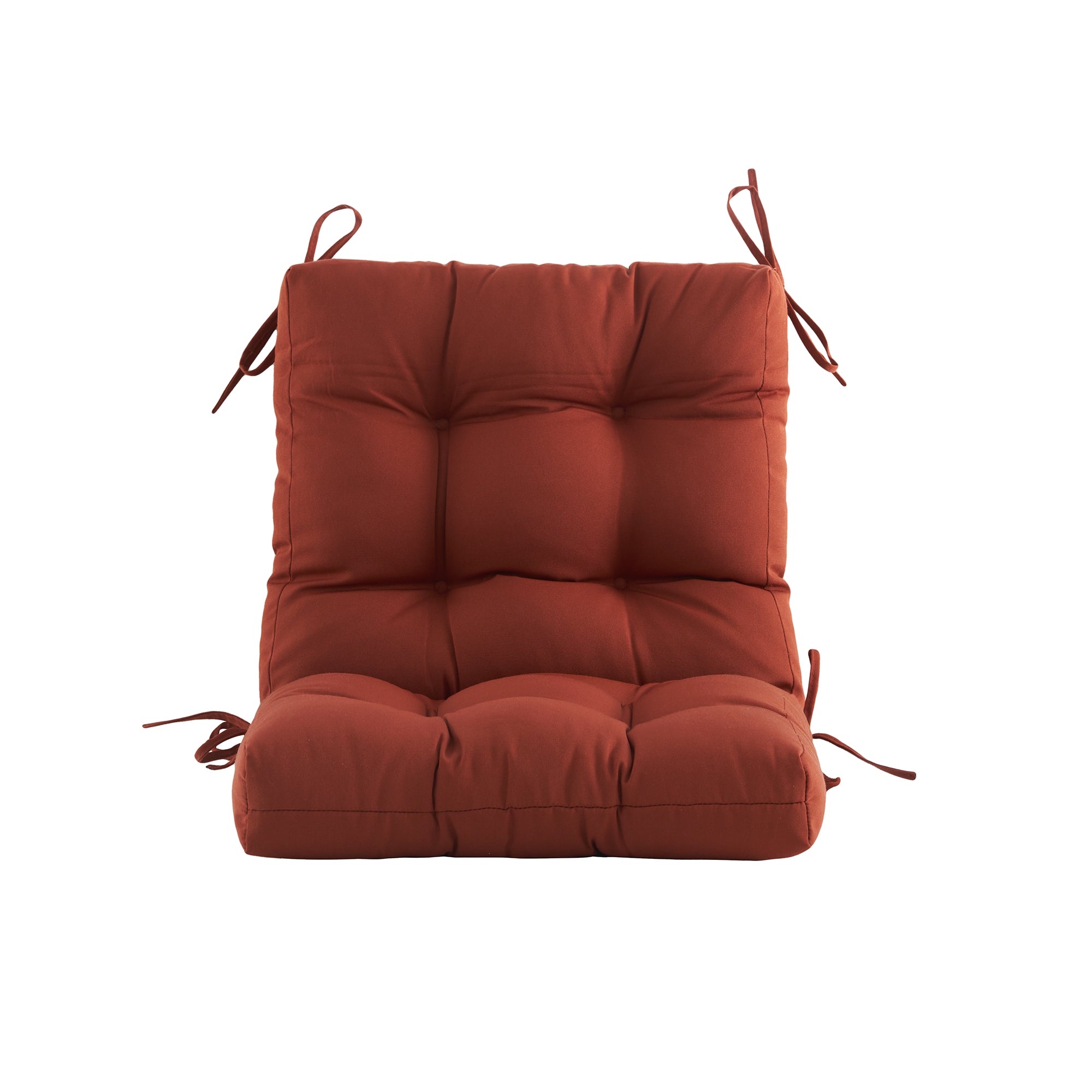 Outdoor Chair Cushion, 4" Thick Tufted Low Back Patio Cushion with Ties, Fade-Resistant Seat Pad for Wicker & Lawn Furniture, 40" x 20" x 4"