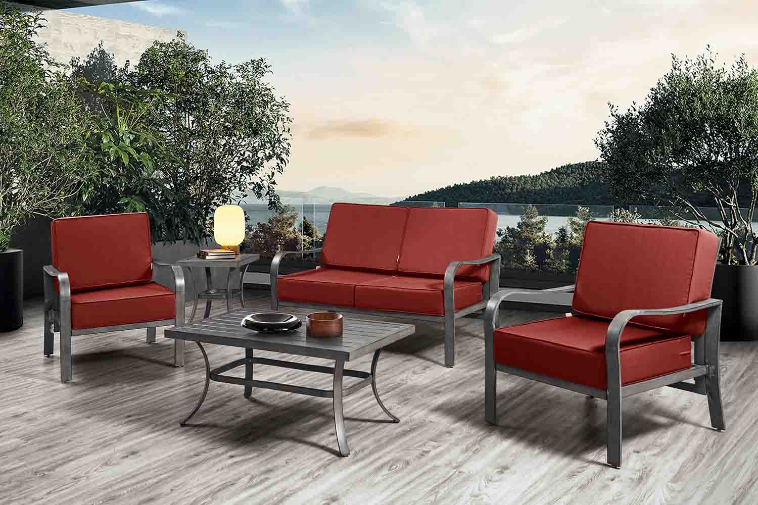 Outdoor Patio Furniture Cushion Set, 6" Thick Deep Seat & Back Cushions with Removable Covers, Fade-Resistant UV Resistant Cushions, 24" x 24"