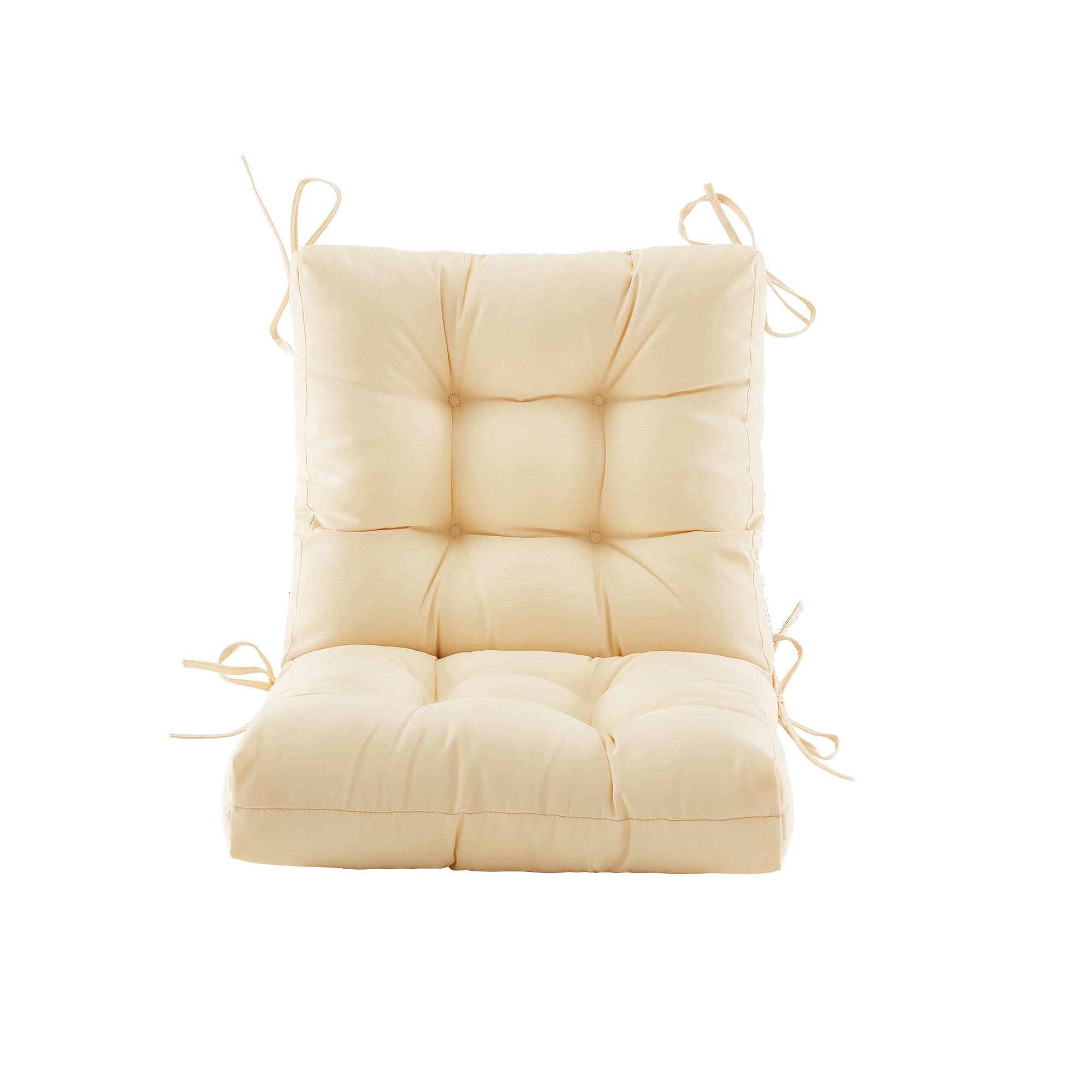 Outdoor Chair Cushion, 4" Thick Tufted Low Back Patio Cushion with Ties, Fade-Resistant Seat Pad for Wicker & Lawn Furniture, 40" x 20" x 4"