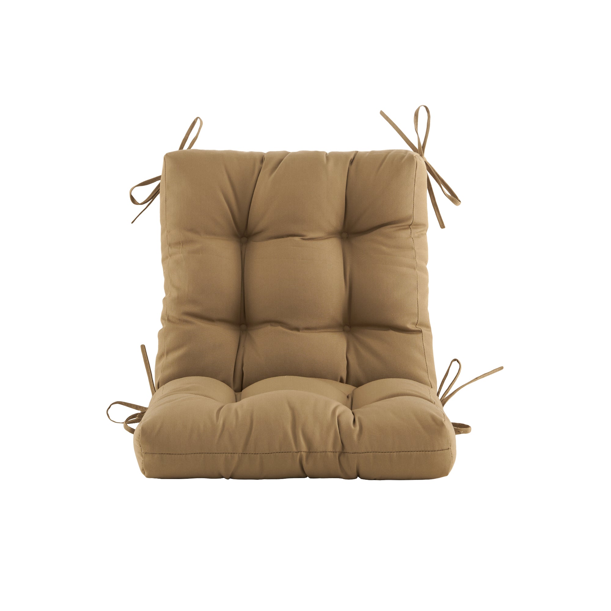 Outdoor Chair Cushion, 4" Thick Tufted Low Back Patio Cushion with Ties, Fade-Resistant Seat Pad for Wicker & Lawn Furniture, 40" x 20" x 4"