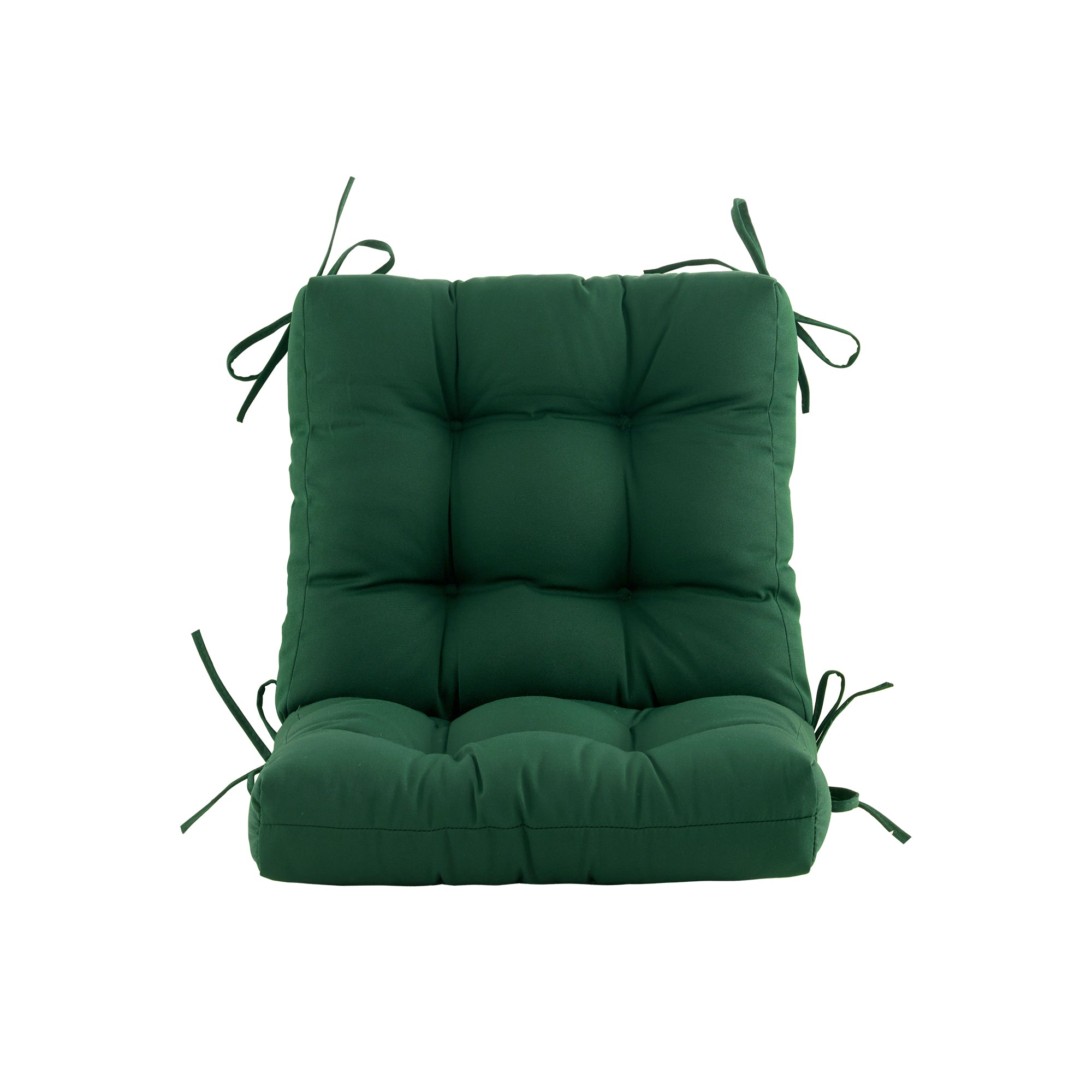 Outdoor Chair Cushion, 4" Thick Tufted Low Back Patio Cushion with Ties, Fade-Resistant Seat Pad for Wicker & Lawn Furniture, 40" x 20" x 4"
